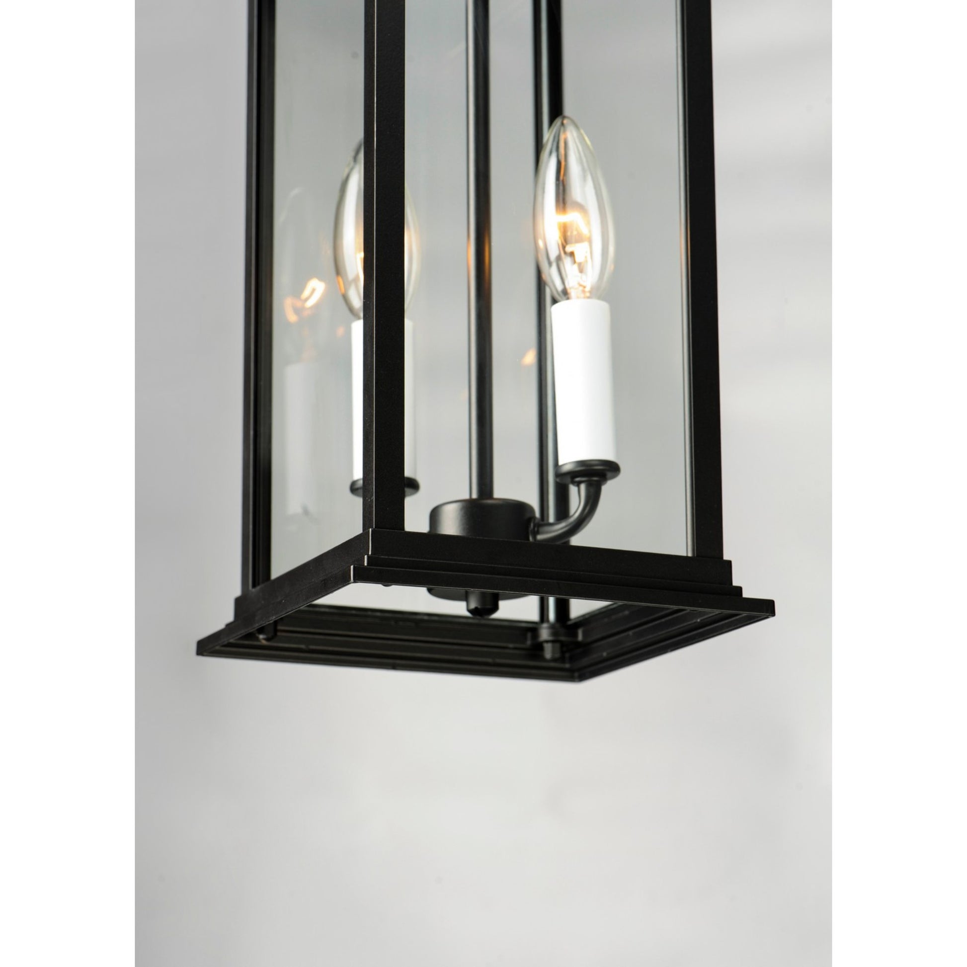 Vicksburg 19" 2-Light Outdoor Hanging Lantern, Black Finish - Bees Lighting