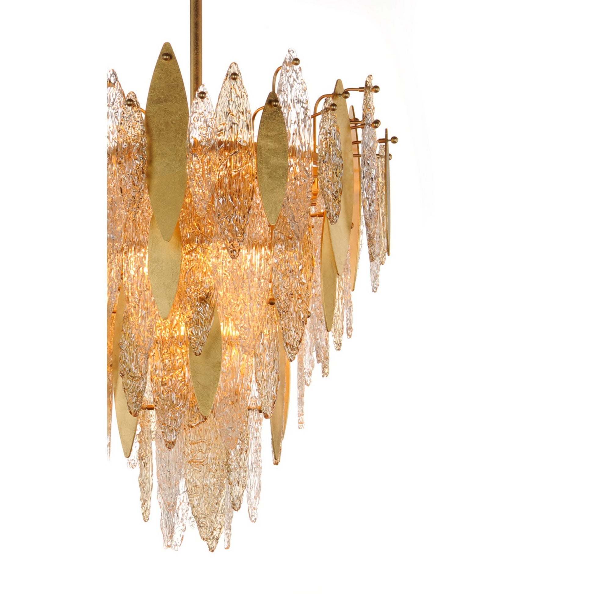 Majestic 24" 12 Lights Chandelier, Gold Leaf Finish - Bees Lighting