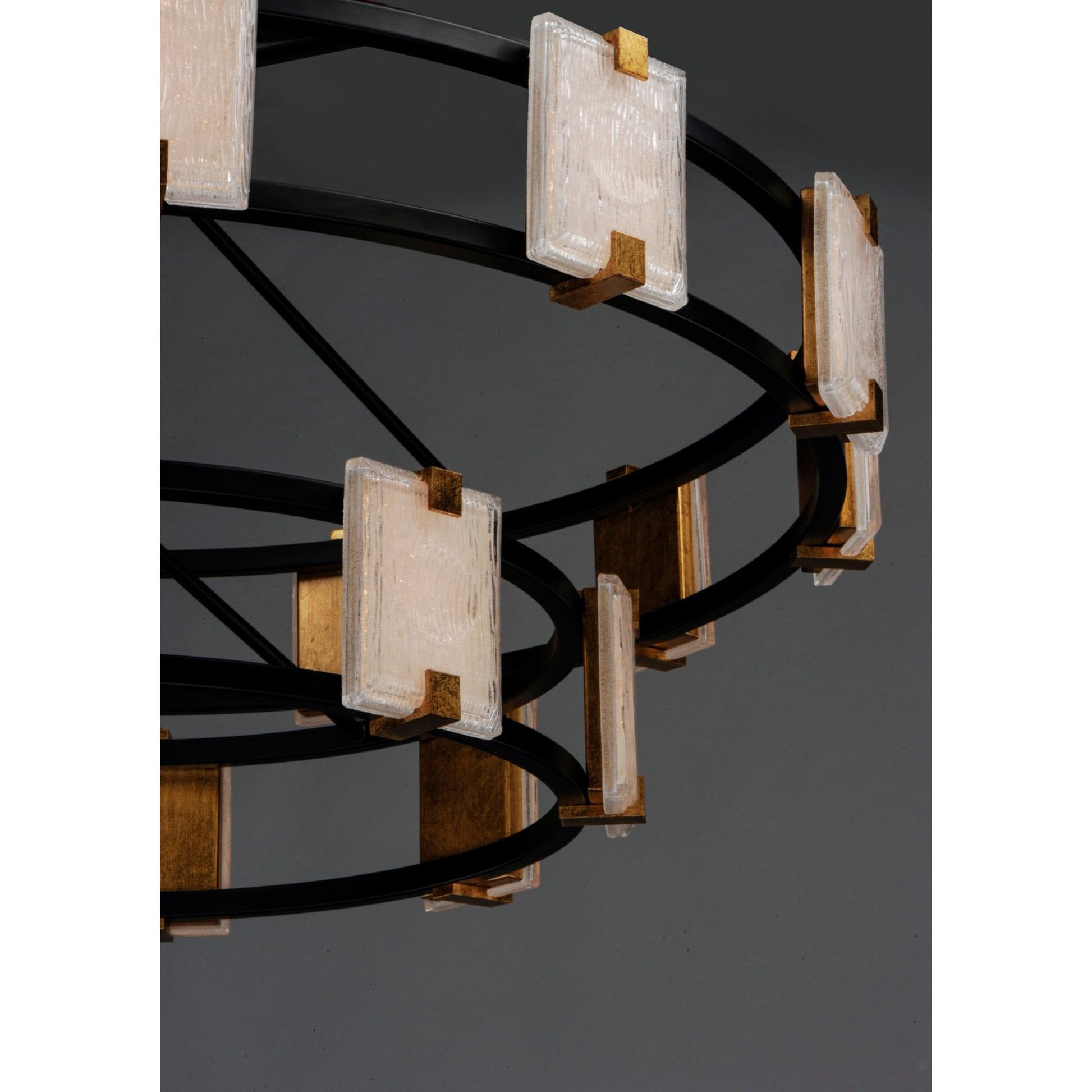 Radiant 42" LED Chandelier, Black & Gold Leaf Finish - Bees Lighting