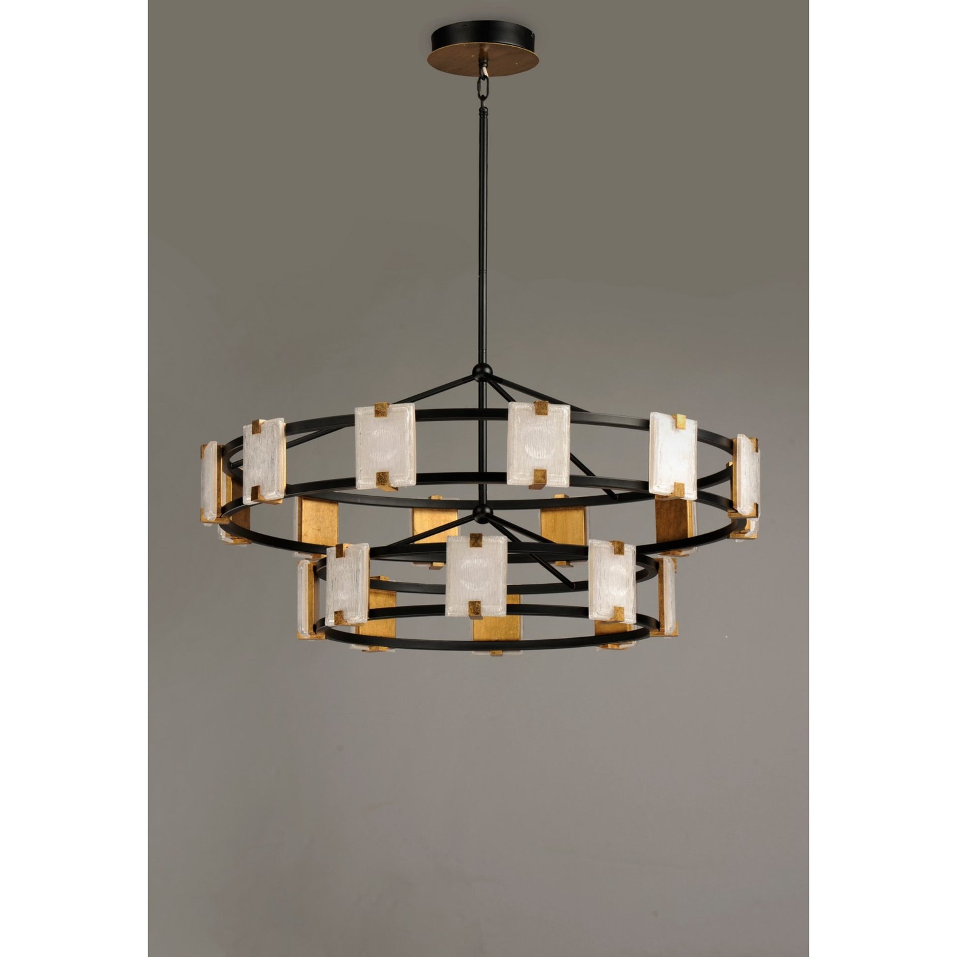 Radiant 42" LED Chandelier, Black & Gold Leaf Finish - Bees Lighting