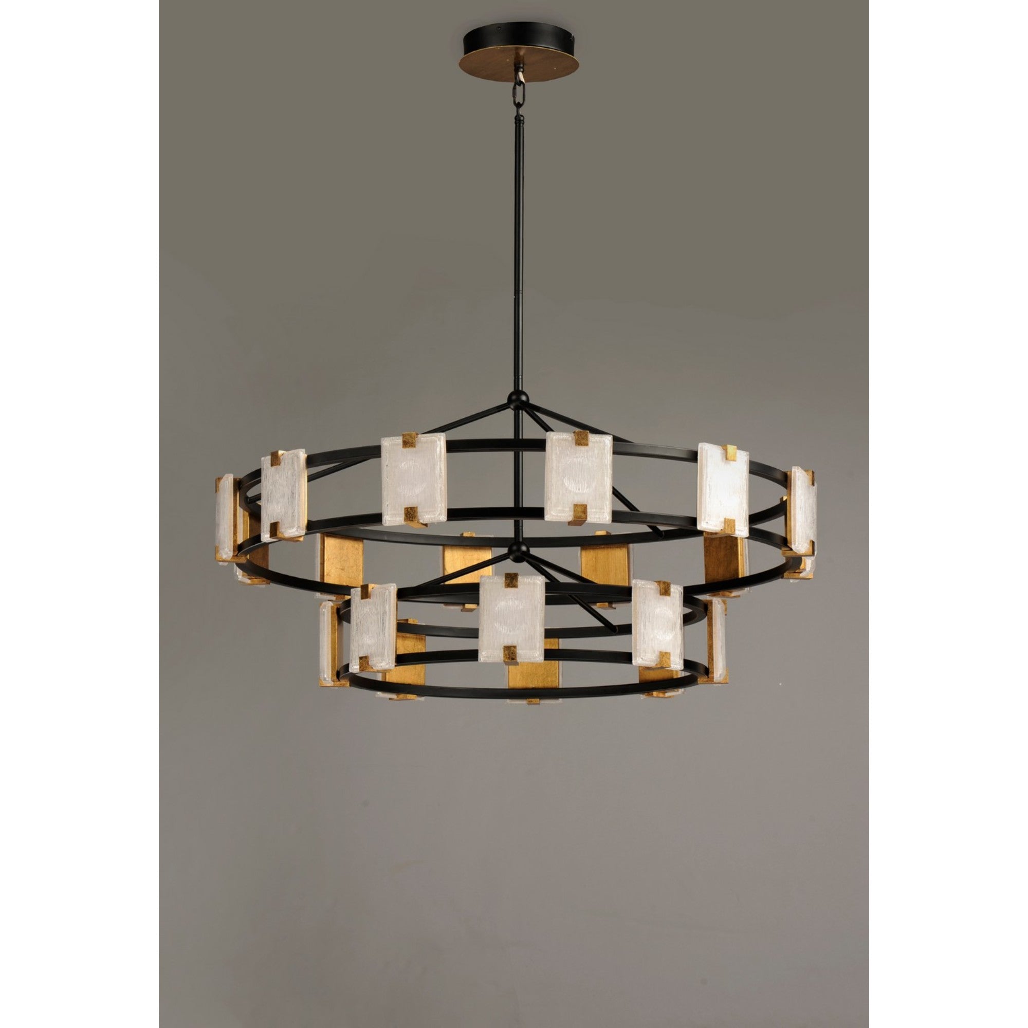 Radiant 42" LED Chandelier, Black & Gold Leaf Finish - Bees Lighting