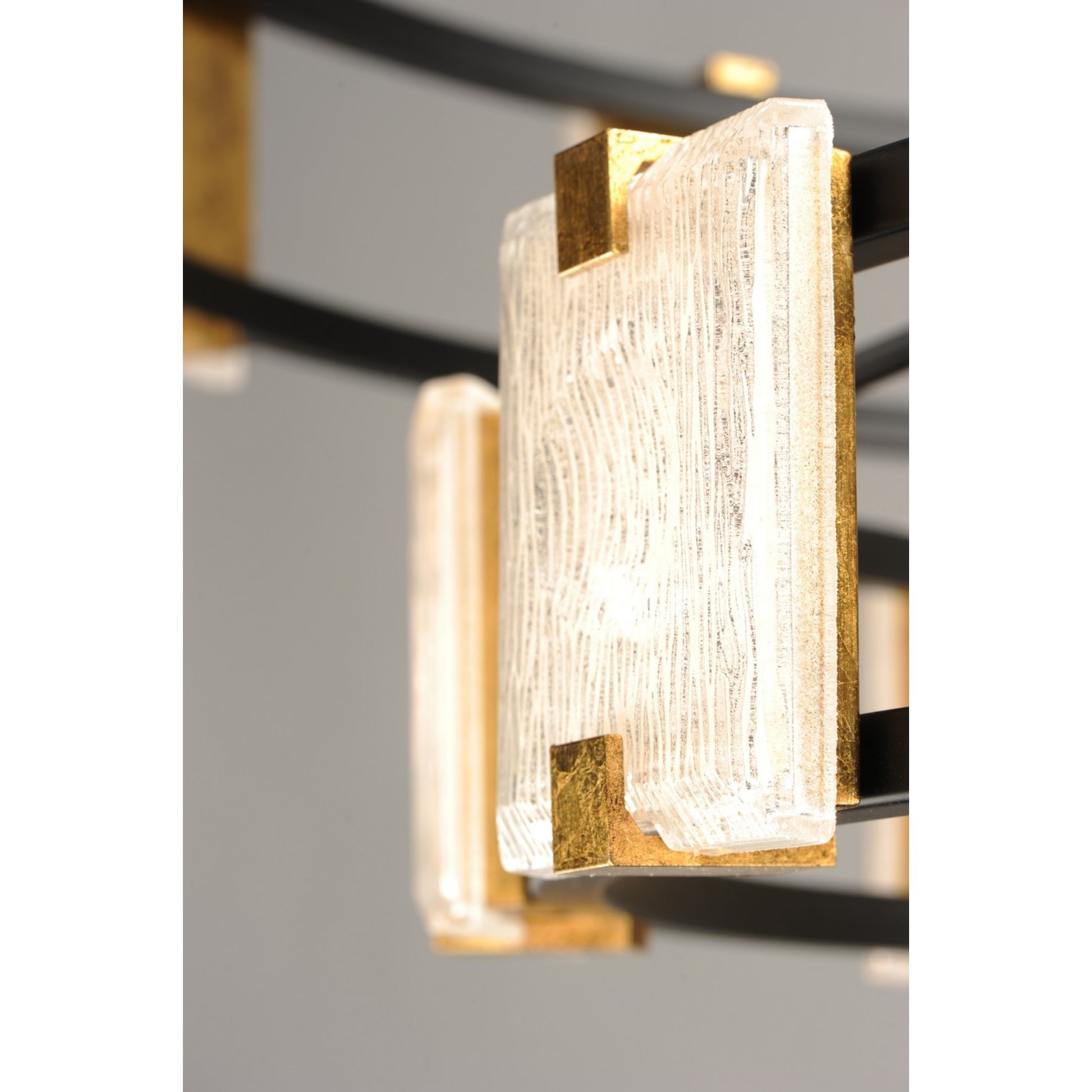 Radiant 42" LED Chandelier, Black & Gold Leaf Finish - Bees Lighting