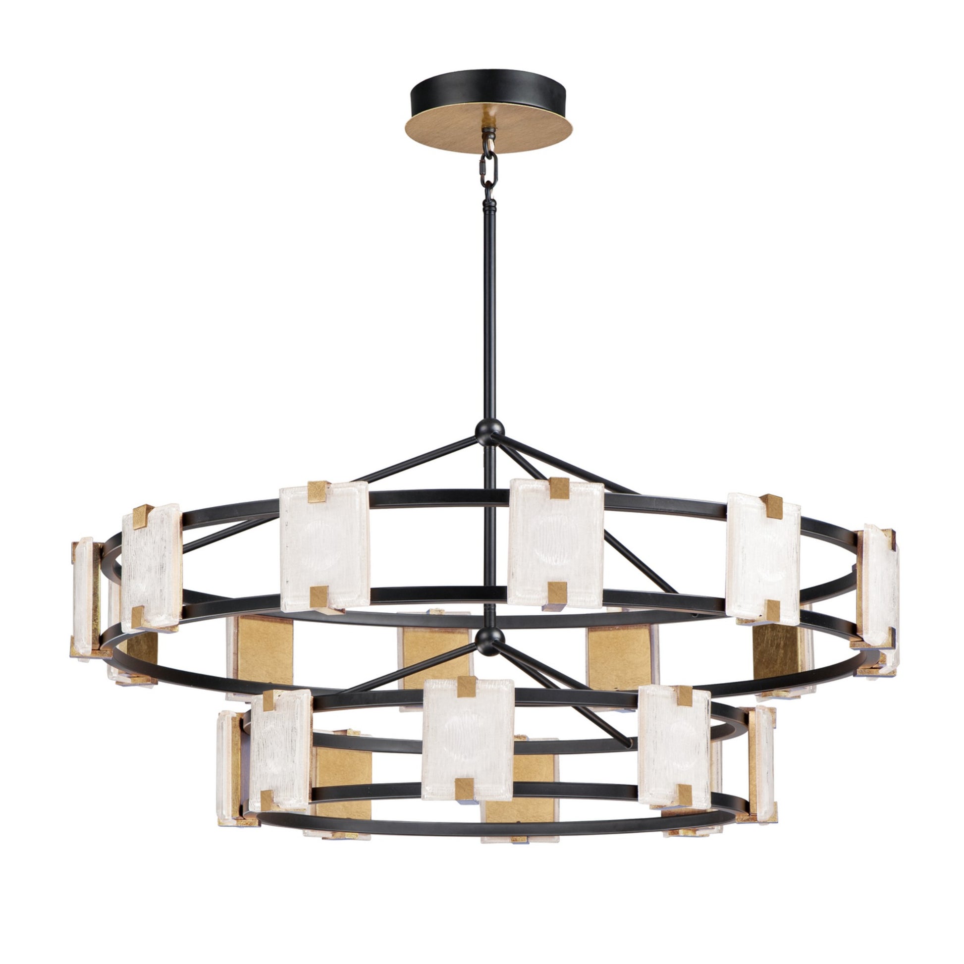 Radiant 42" LED Chandelier, Black & Gold Leaf Finish - Bees Lighting