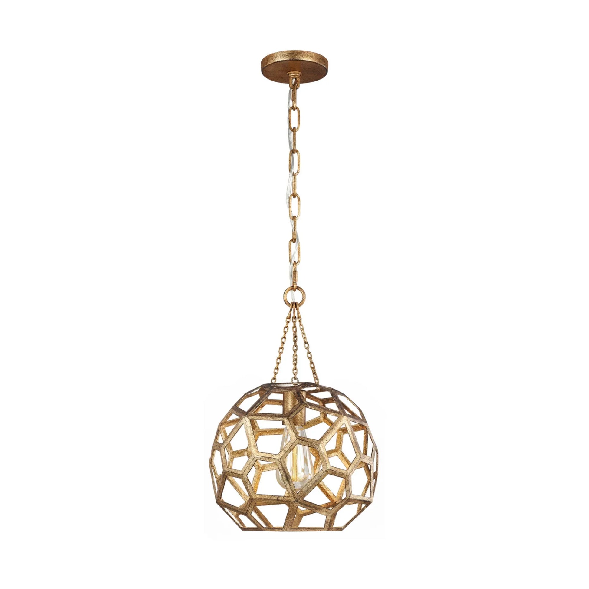 Feccetta 11" Small Pendant, Antique Gild Finish - Bees Lighting