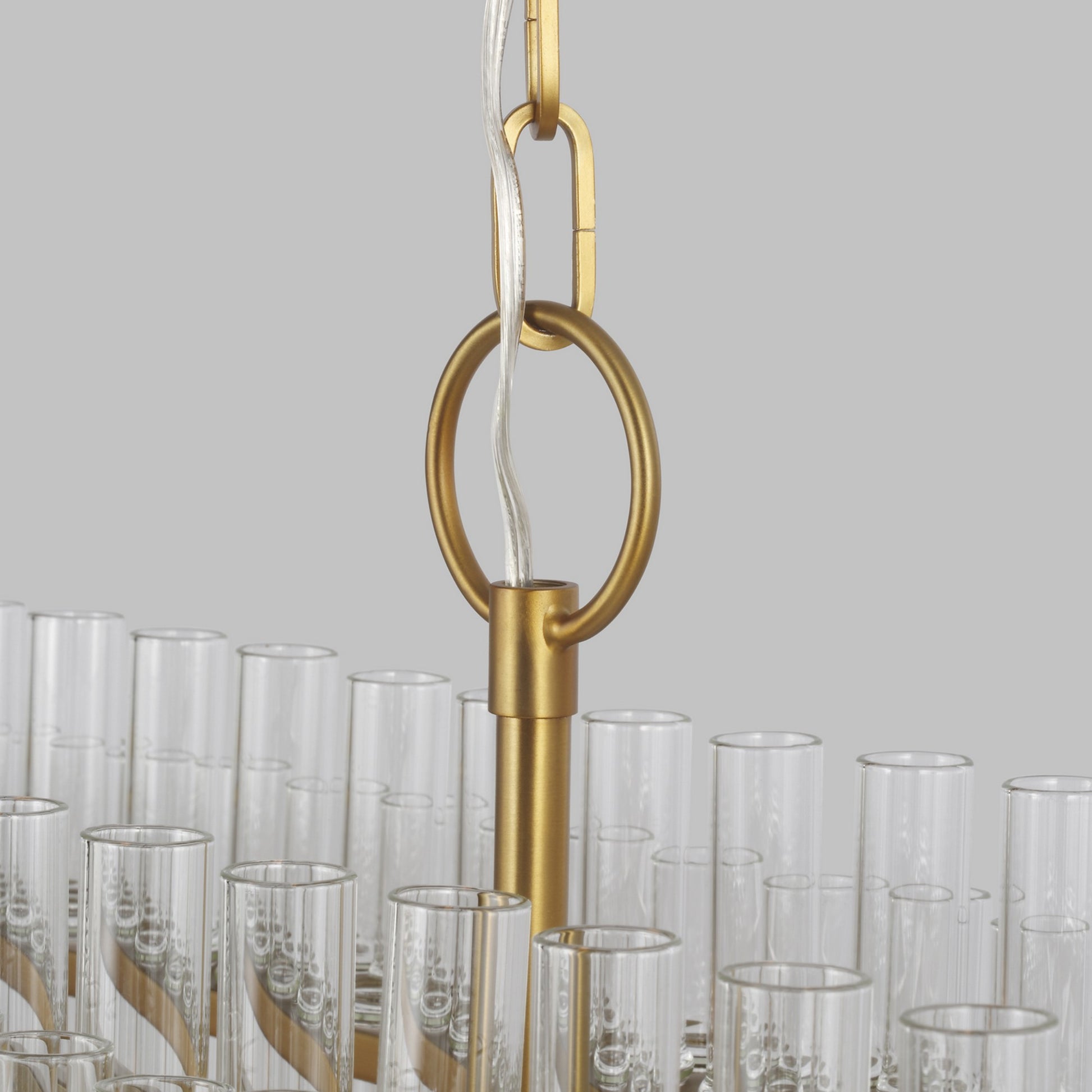 Beckett 48" 7-Light Linear Chandelier, Burnished Brass Finish - Bees Lighting