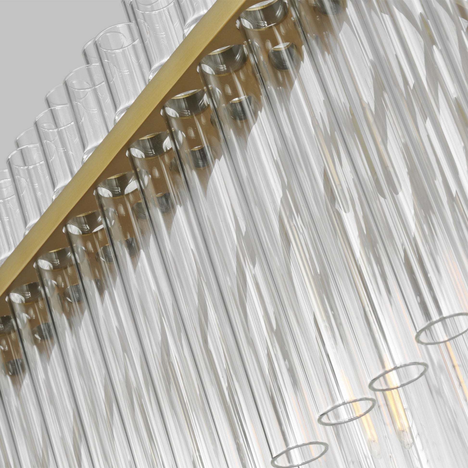 Beckett 48" 7-Light Linear Chandelier, Burnished Brass Finish - Bees Lighting
