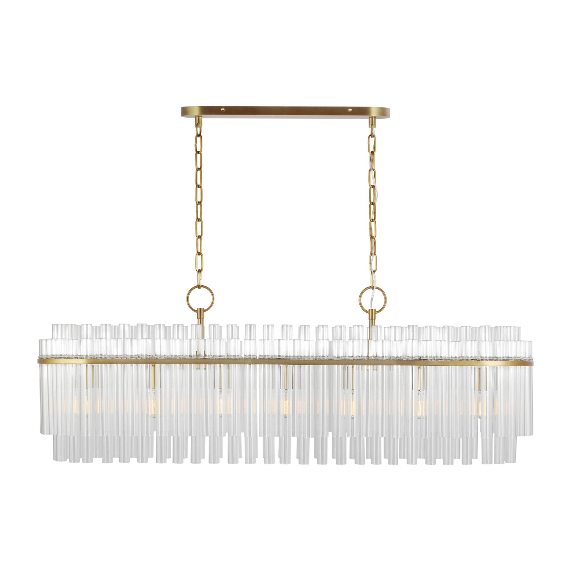 Beckett 48" 7-Light Linear Chandelier, Burnished Brass Finish - Bees Lighting