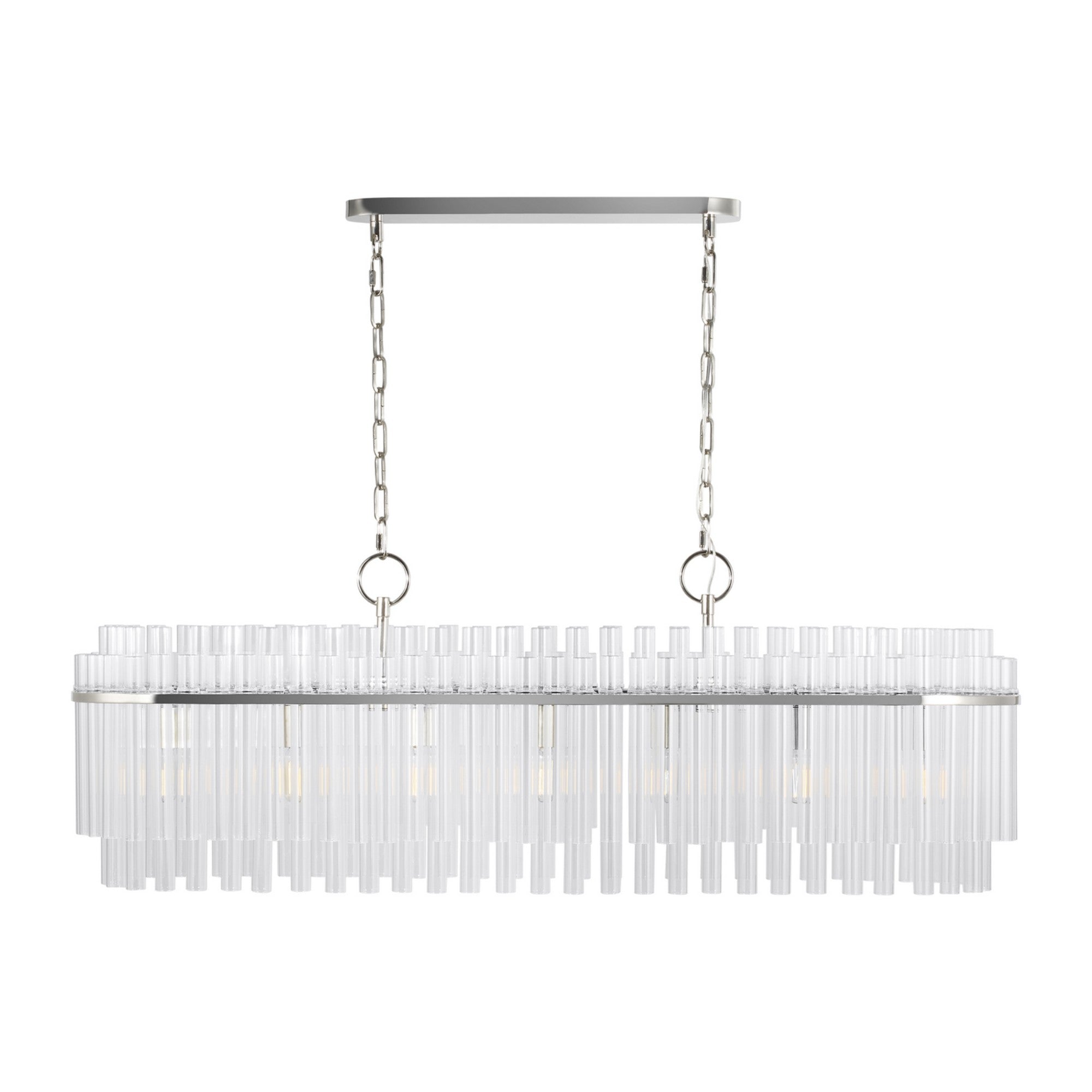 Beckett 48" 7-Light Linear Chandelier, Polished Nickel Finish - Bees Lighting