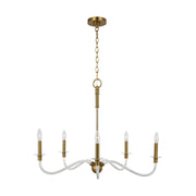 Hanover 32" 5-Light Medium Chandelier, Burnished Brass Finish - Bees Lighting