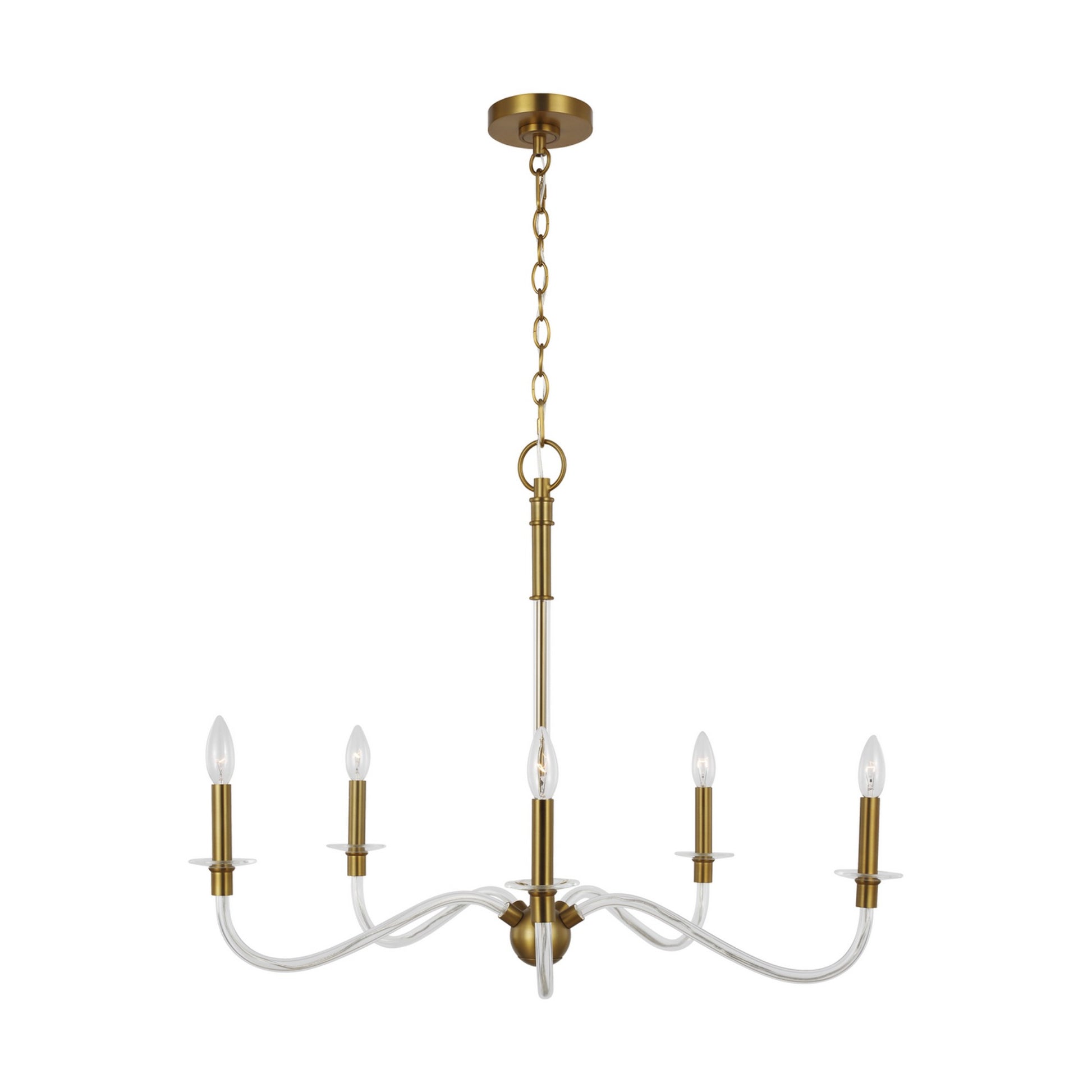 Hanover 32" 5-Light Medium Chandelier, Burnished Brass Finish - Bees Lighting