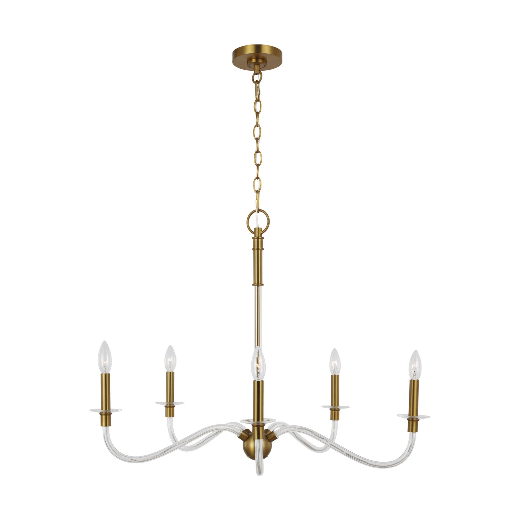 Hanover 32" 5-Light Medium Chandelier, Burnished Brass Finish - Bees Lighting
