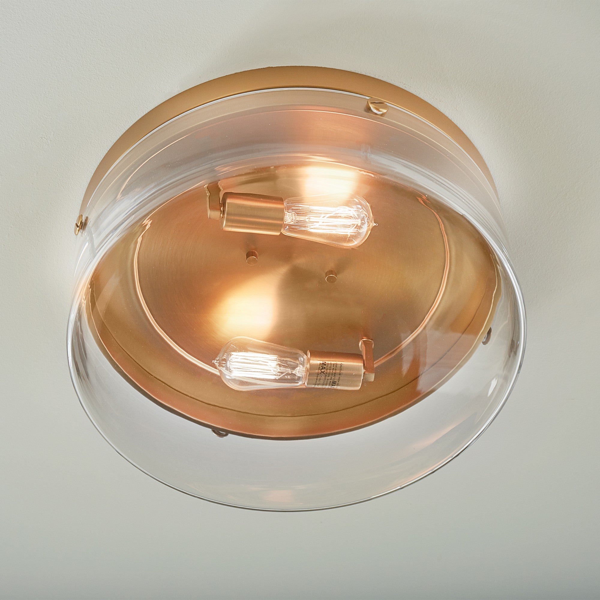 Garrett 18" 2-Light Large Flush Mount, Burnished Brass Finish - Bees Lighting