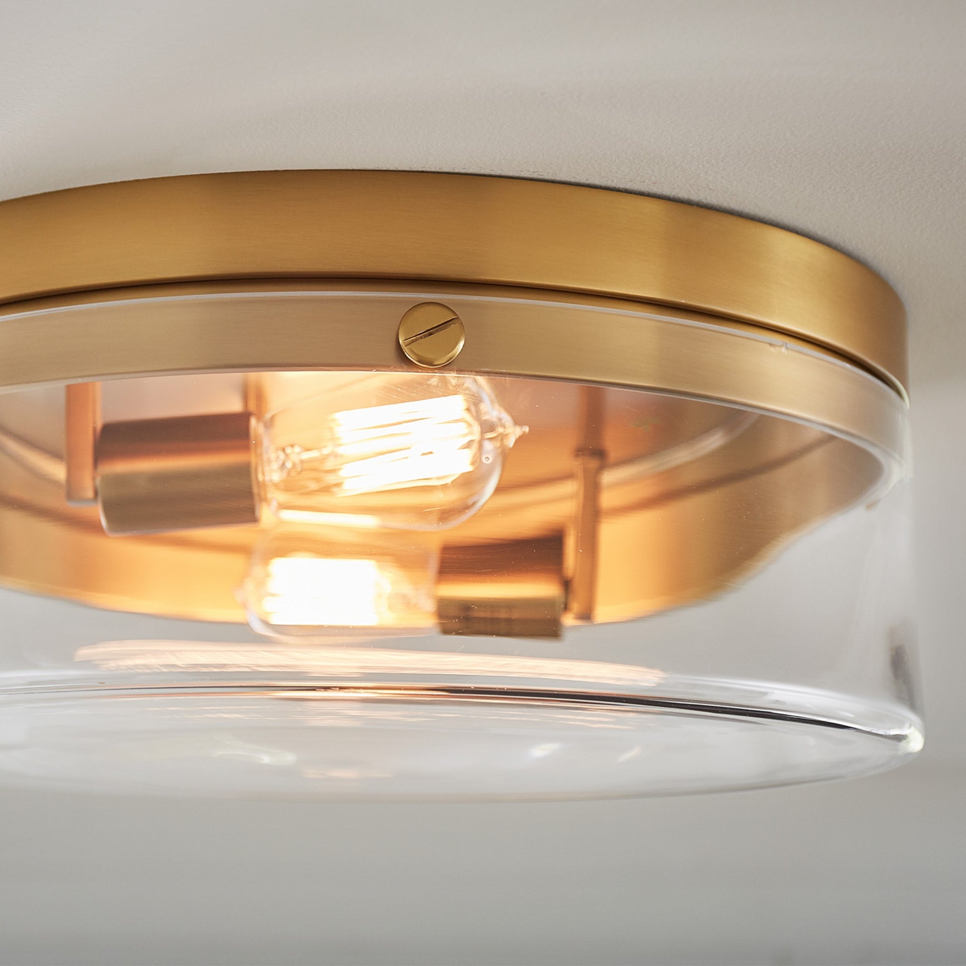 Garrett 18" 2-Light Large Flush Mount, Burnished Brass Finish - Bees Lighting