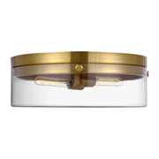 Garrett 18" 2-Light Large Flush Mount, Burnished Brass Finish - Bees Lighting