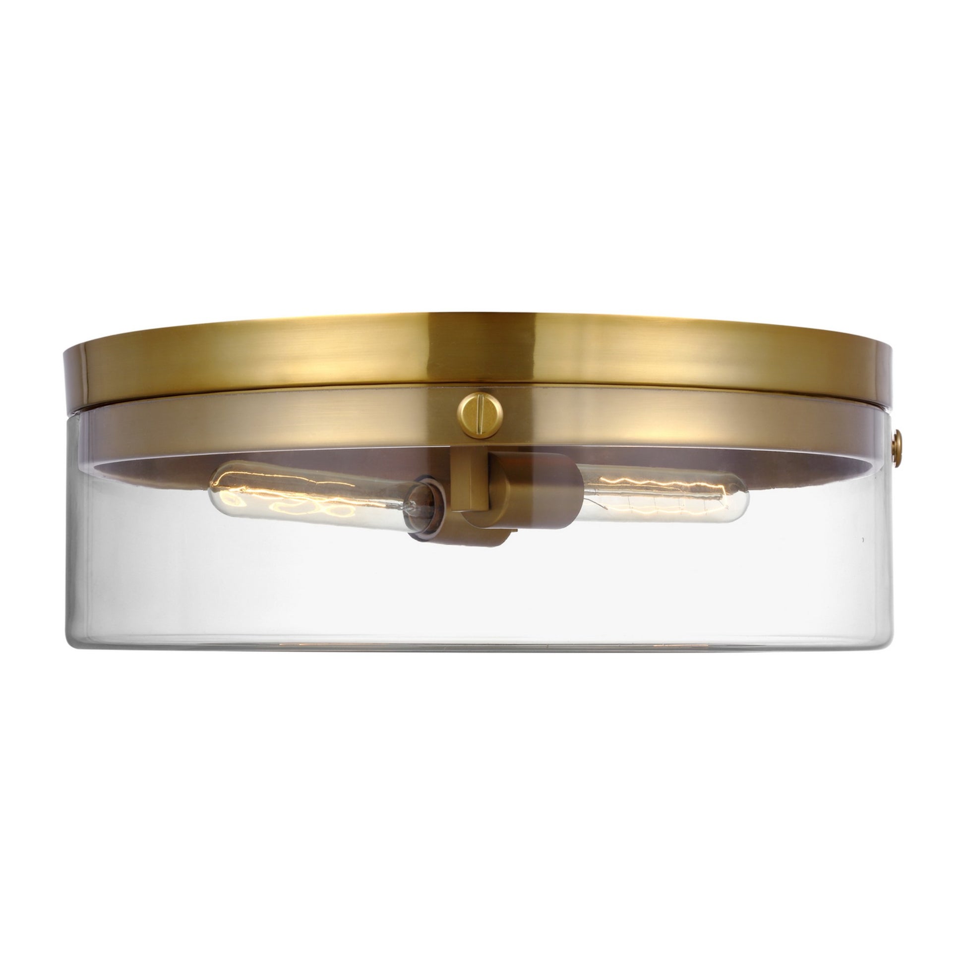 Garrett 18" 2-Light Large Flush Mount, Burnished Brass Finish - Bees Lighting