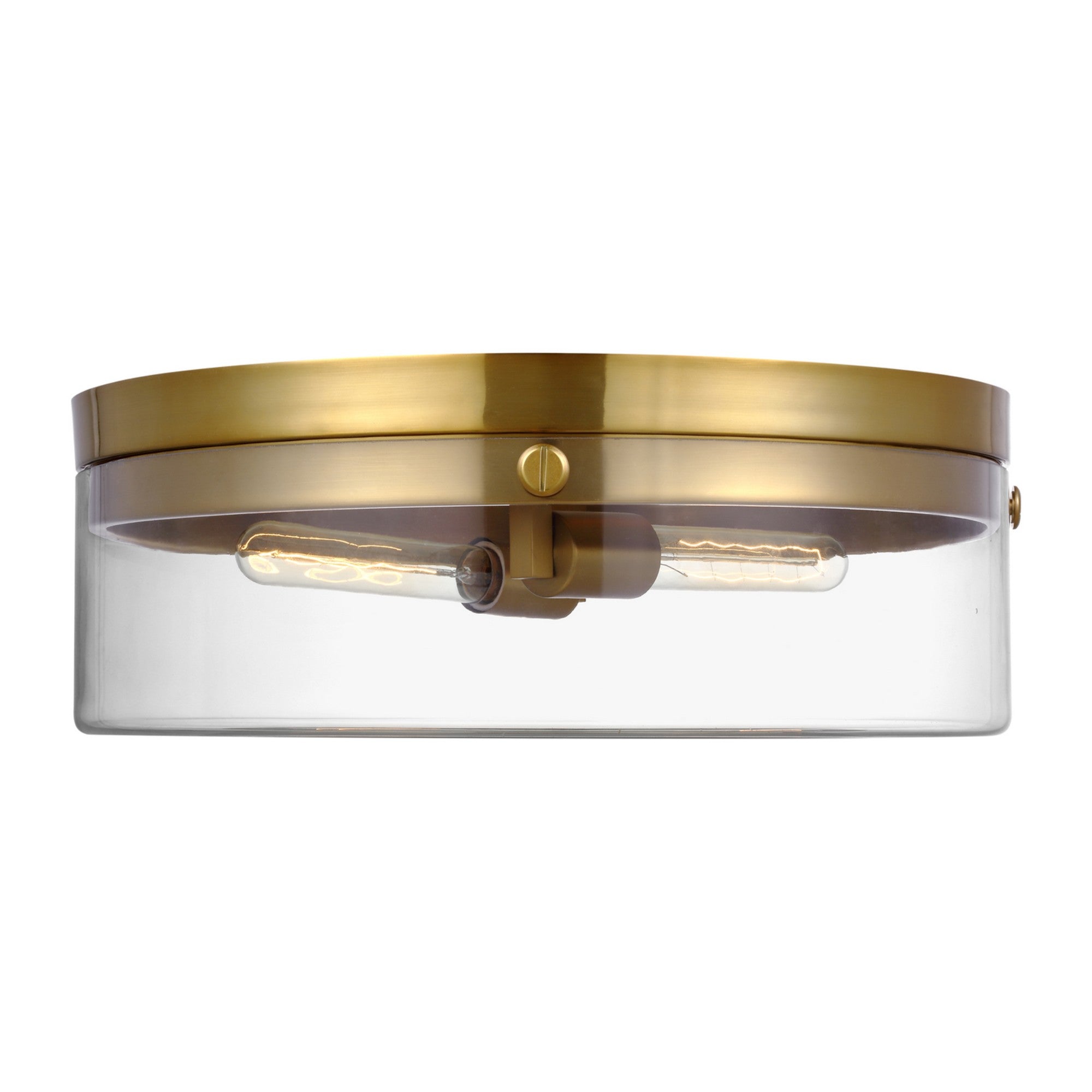 Garrett 18" 2-Light Large Flush Mount, Burnished Brass Finish - Bees Lighting