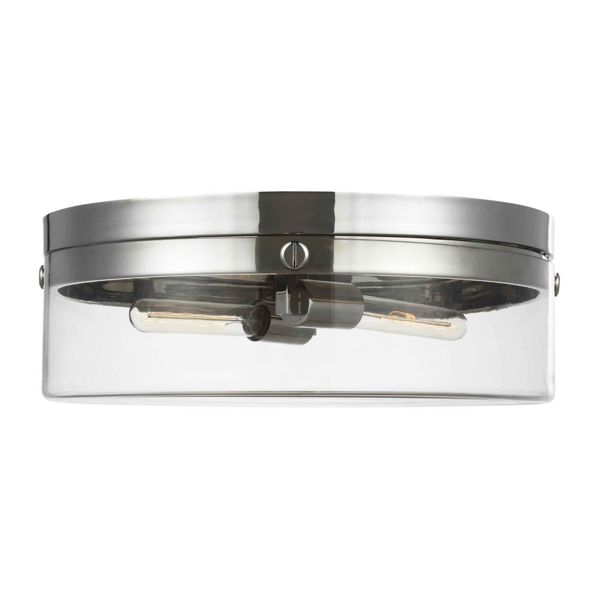Garrett 18" 2-Light Large Flush Mount, Polished Nickel Finish - Bees Lighting