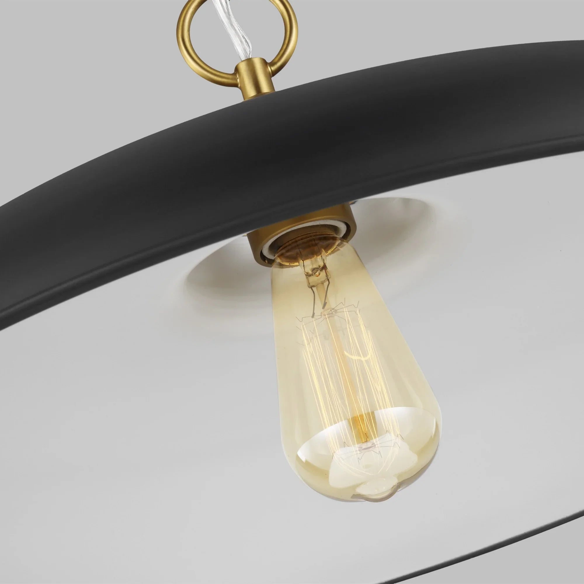 Wellfleet Medium Wide Pendant, Midnight Black & Burnished Brass Finish - Bees Lighting