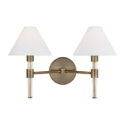 Robert 19" 2-Light Bathroom Vanity, Time Worn Brass Finish - Bees Lighting