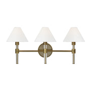 Robert 27" 3-Light Bathroom Vanity, Time Worn Brass Finish - Bees Lighting