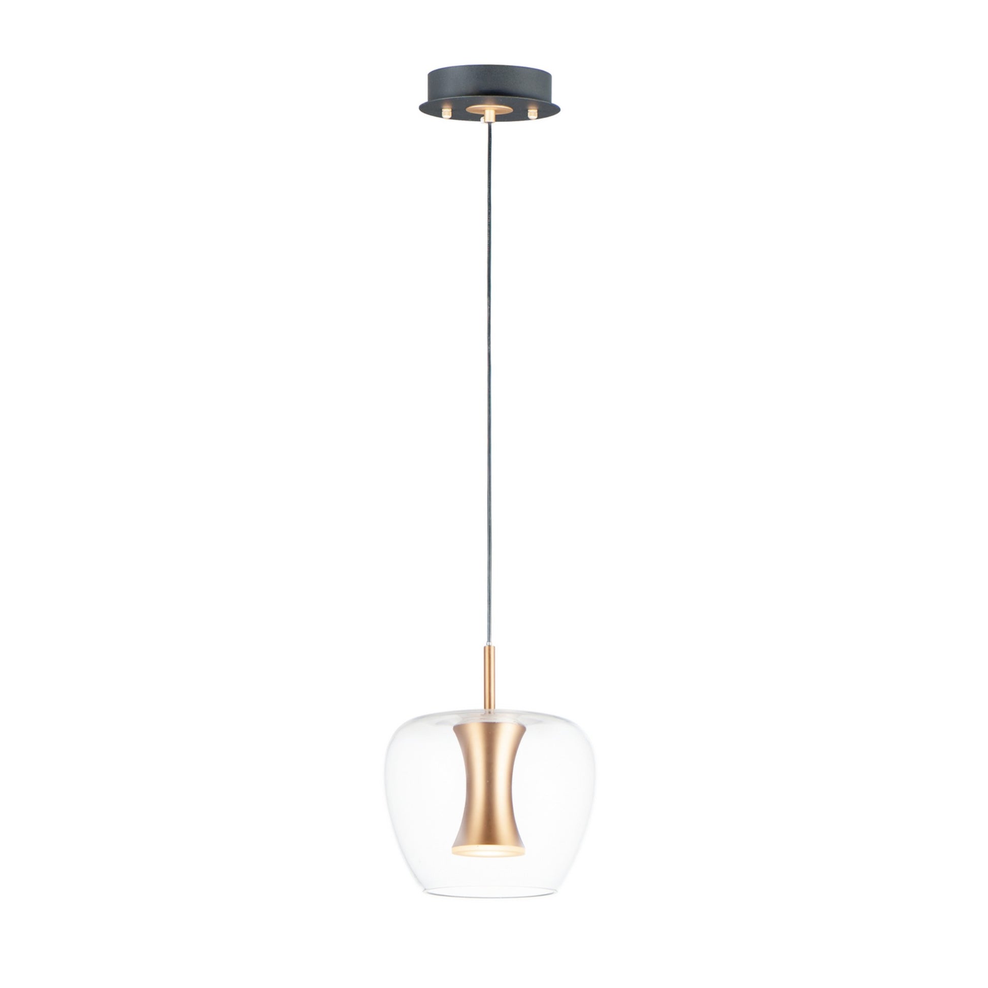 Newton 10" LED Mini Pendant, Black & Gold Finish - Bees Lighting