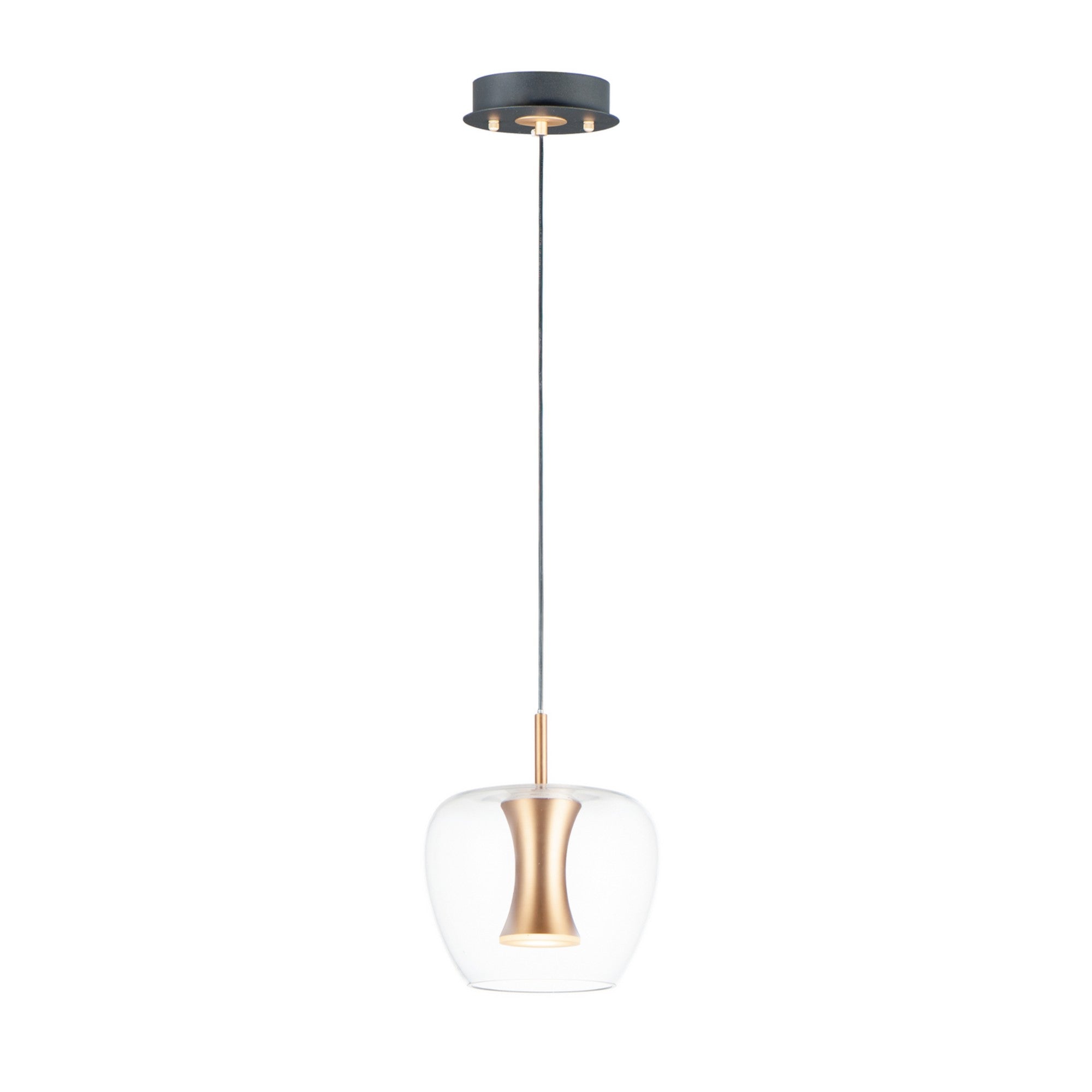Newton 10" LED Mini Pendant, Black & Gold Finish - Bees Lighting