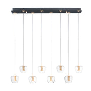 Newton 39" 8-Light LED Linear Pendant, Black & Gold Finish - Bees Lighting