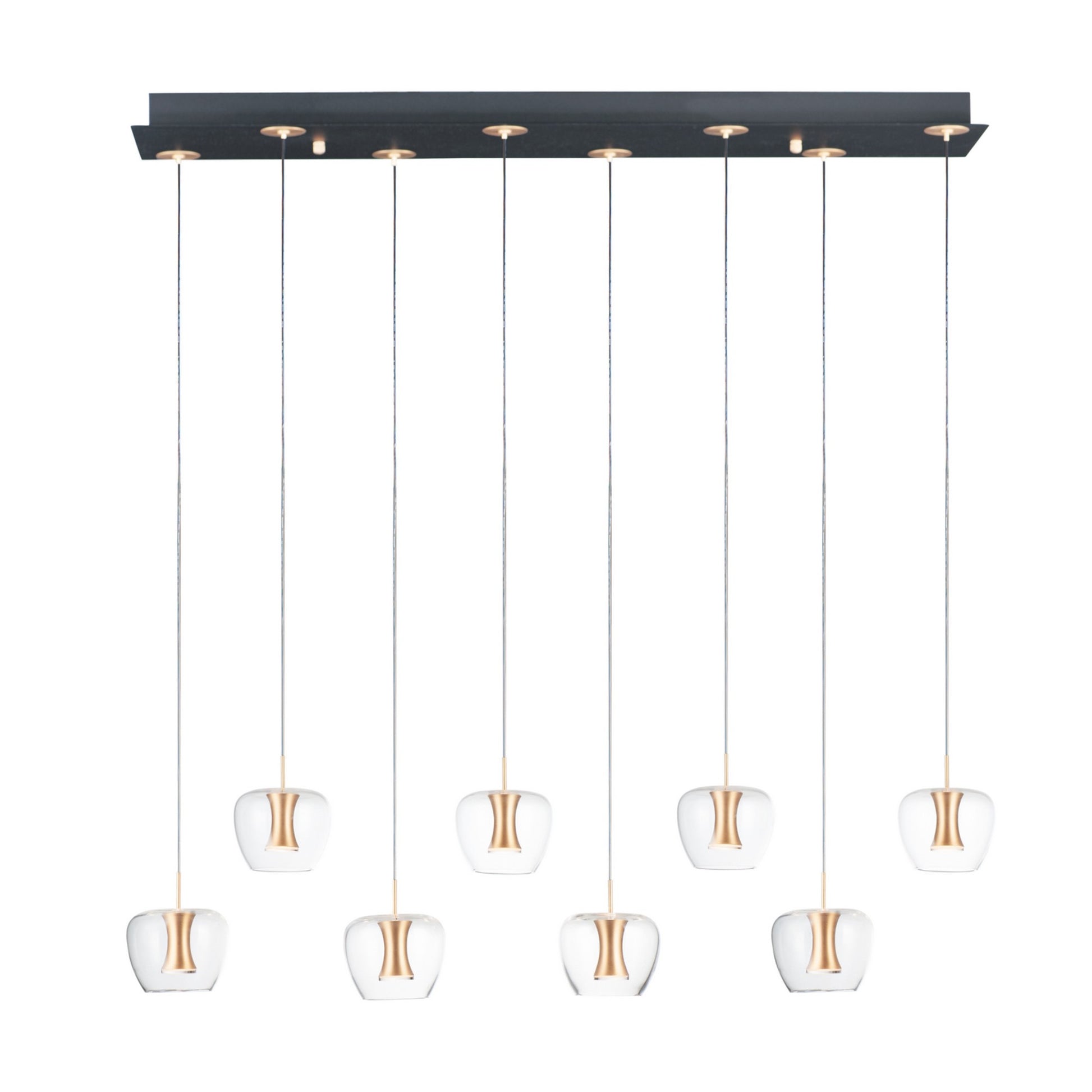 Newton 39" 8-Light LED Linear Pendant, Black & Gold Finish - Bees Lighting