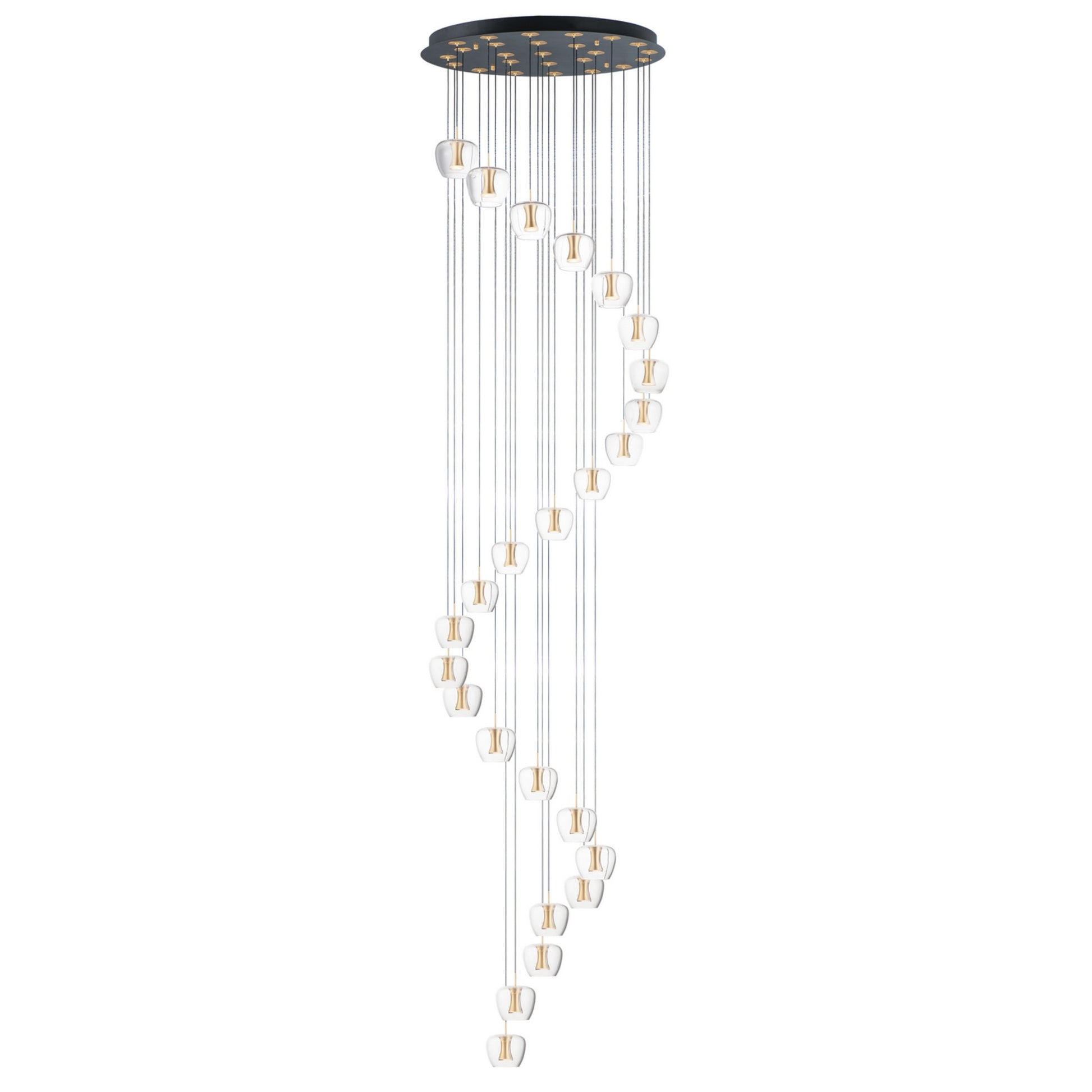 Newton 28" 25-Light LED Pendant, Black & Gold Finish - Bees Lighting