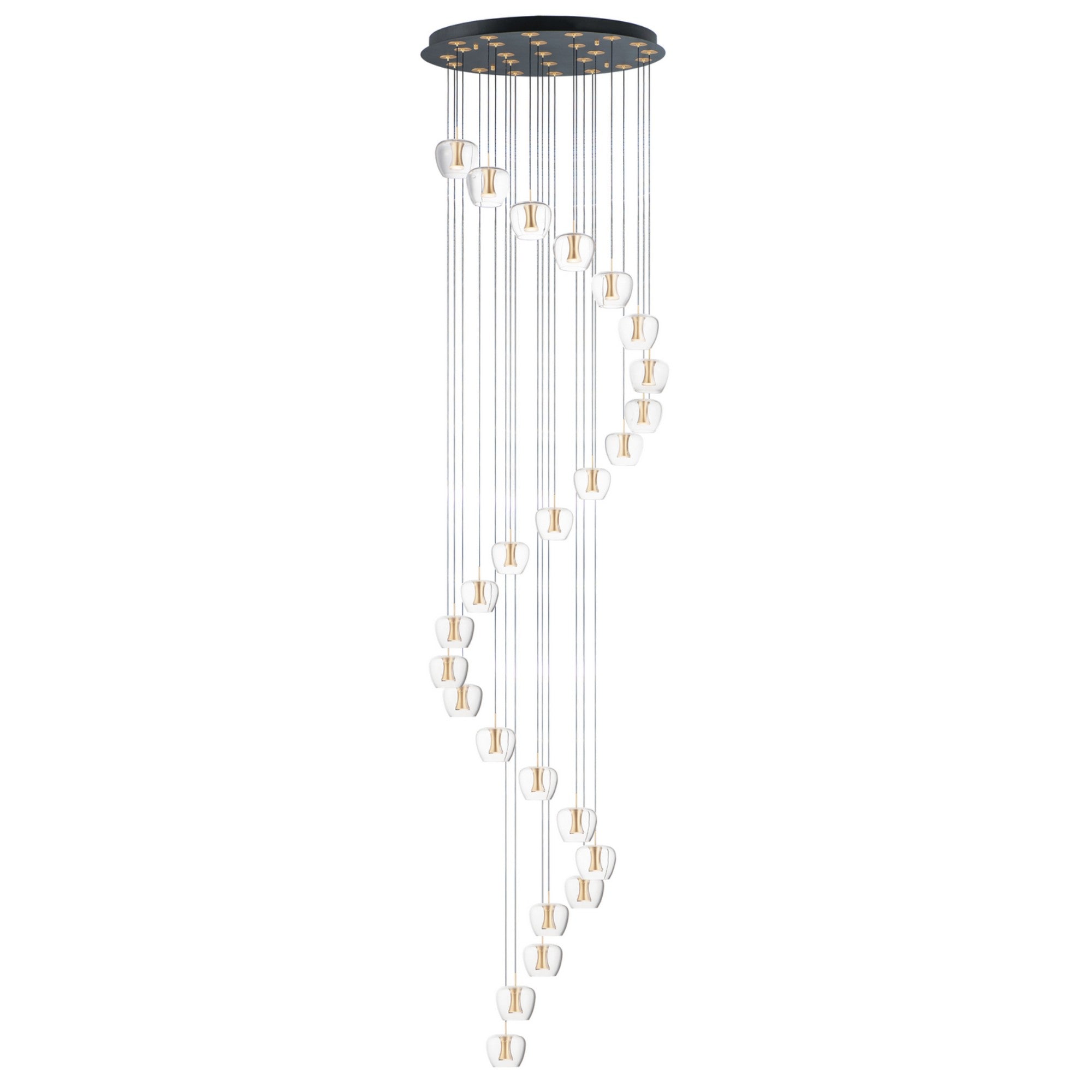 Newton 28" 25-Light LED Pendant, Black & Gold Finish - Bees Lighting