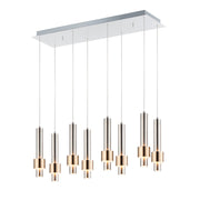 Reveal 32" 8-Light Linear LED Pendant, Satin Nickel & Satin Brass Finish - Bees Lighting
