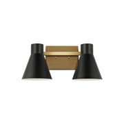 Towner 16" 2-Light LED Bathroom Vanity, Satin Brass Finish - Bees Lighting