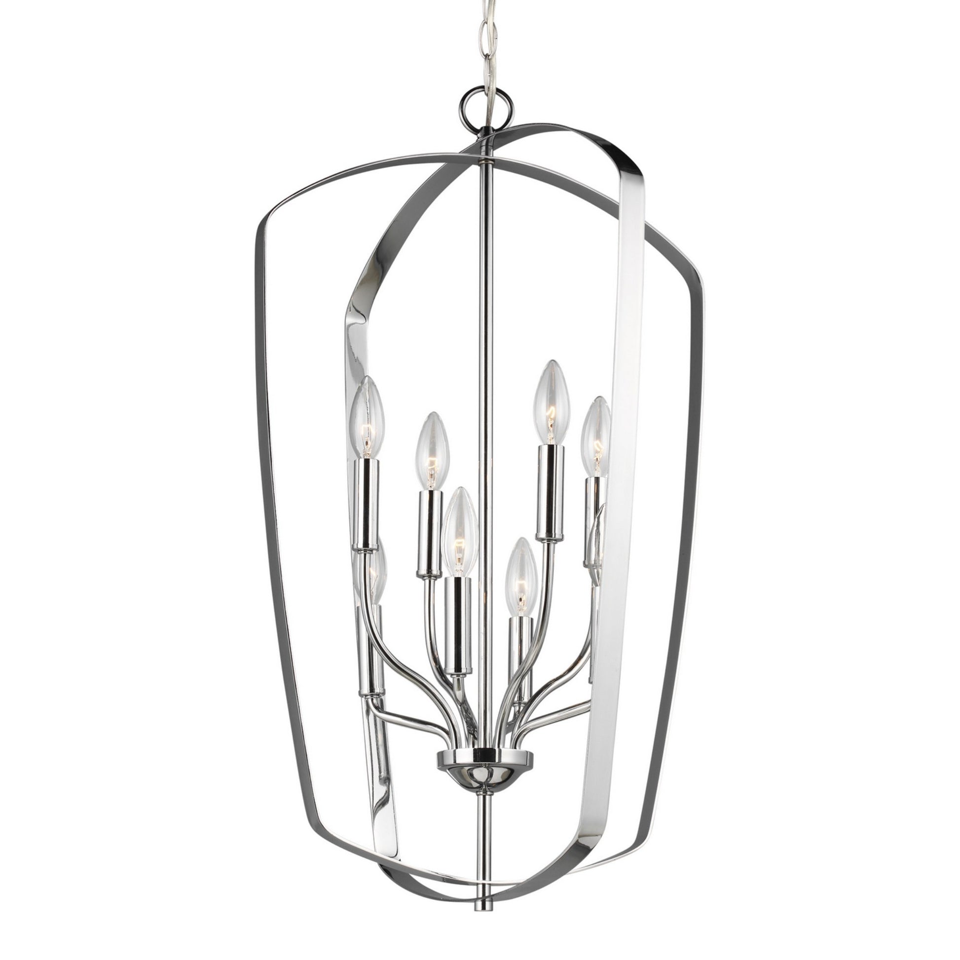 Romee 18" Large 8-Light Lantern, Chrome Finish - Bees Lighting