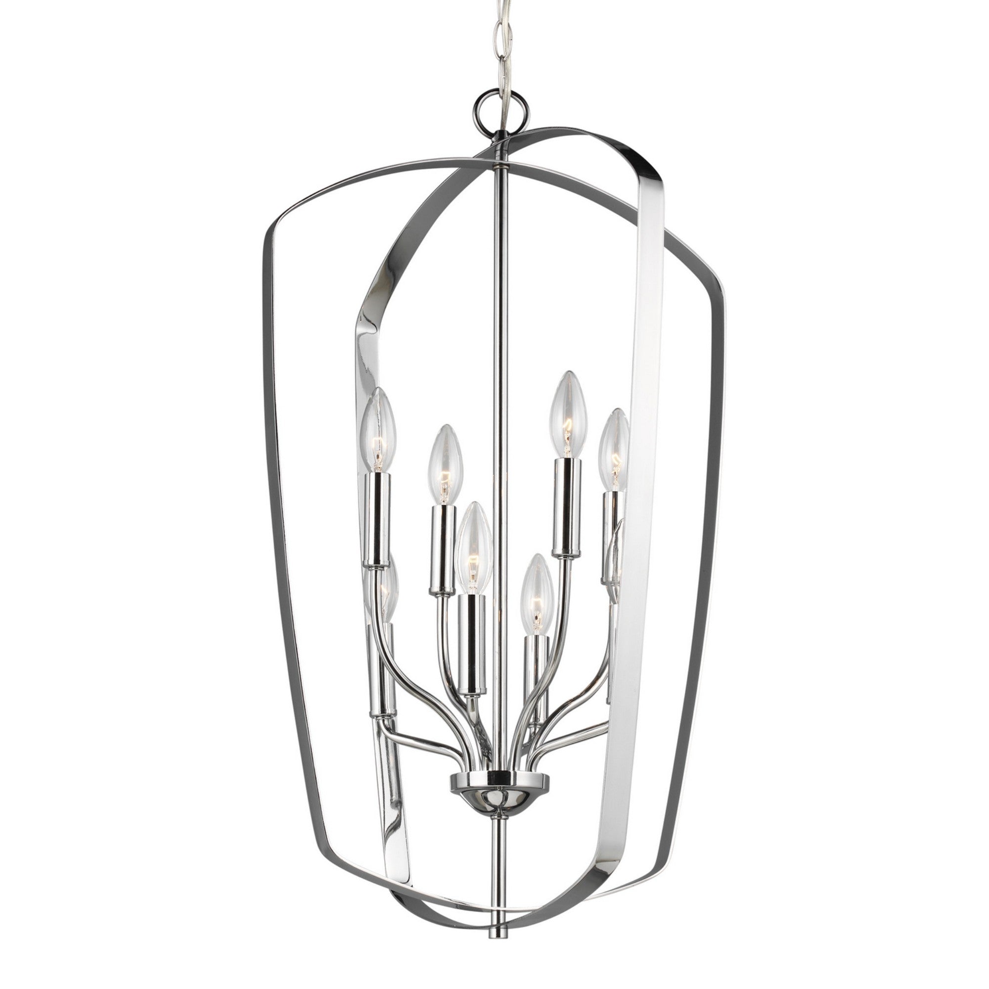 Romee 18" Large 8-Light Lantern, Chrome Finish - Bees Lighting