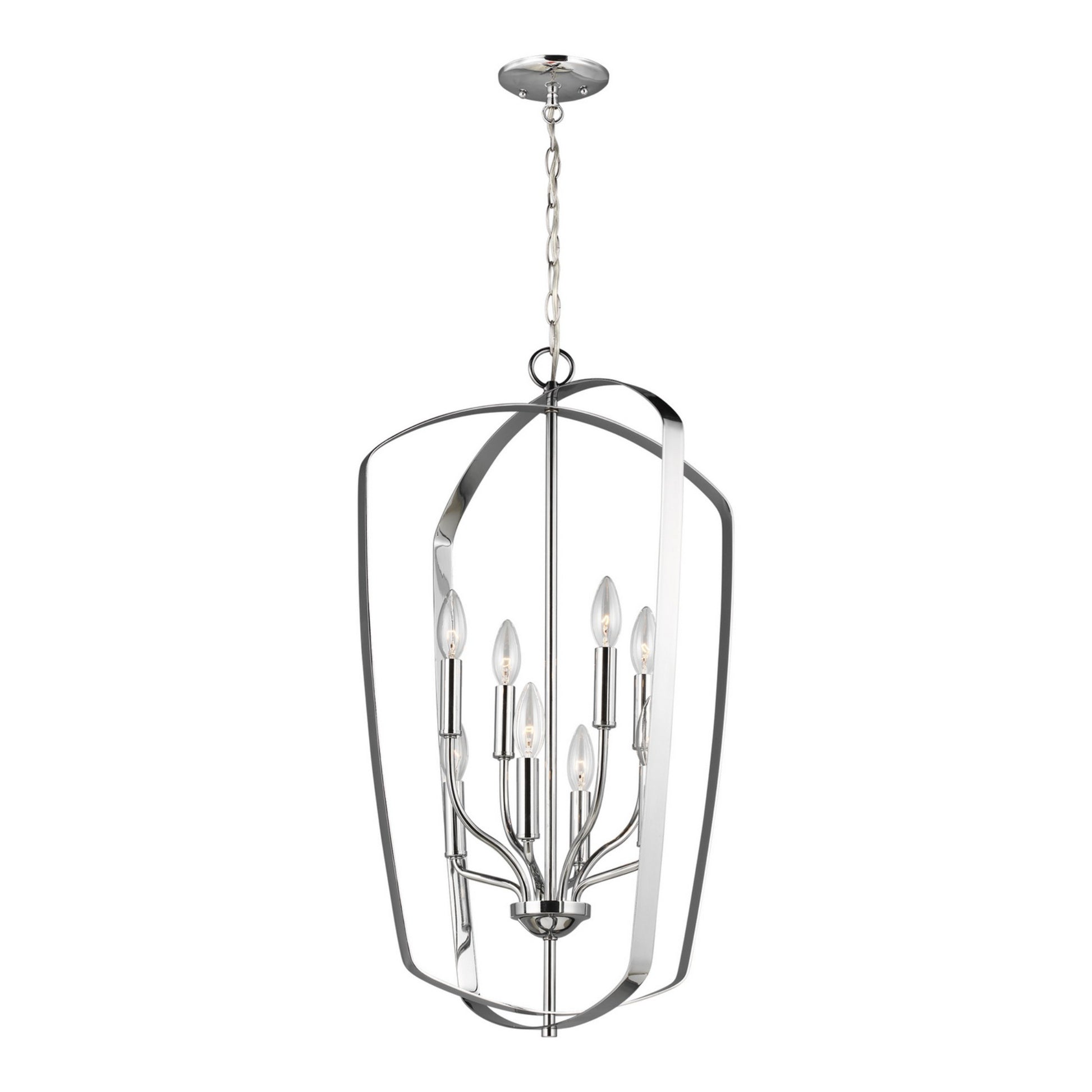 Romee 18" Large 8-Light Lantern, Chrome Finish - Bees Lighting