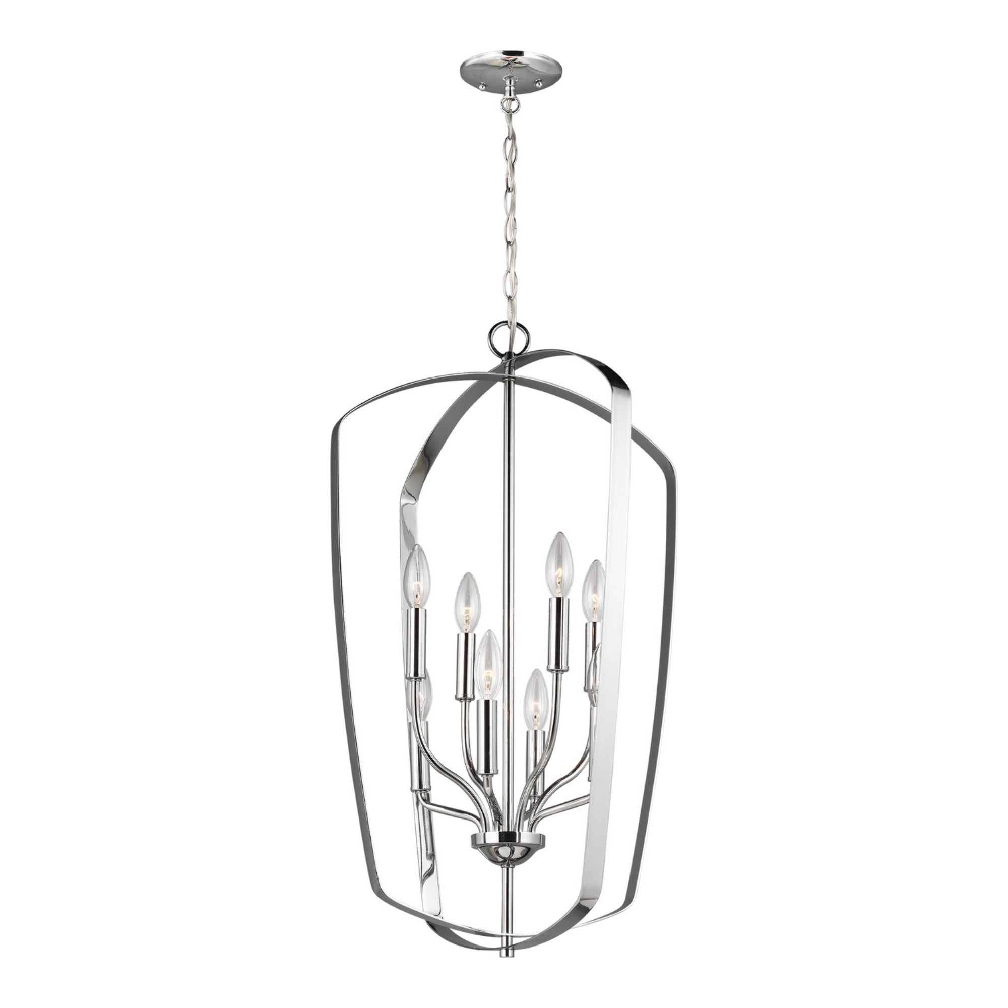 Romee 18" Large 8-Light Lantern, Chrome Finish - Bees Lighting