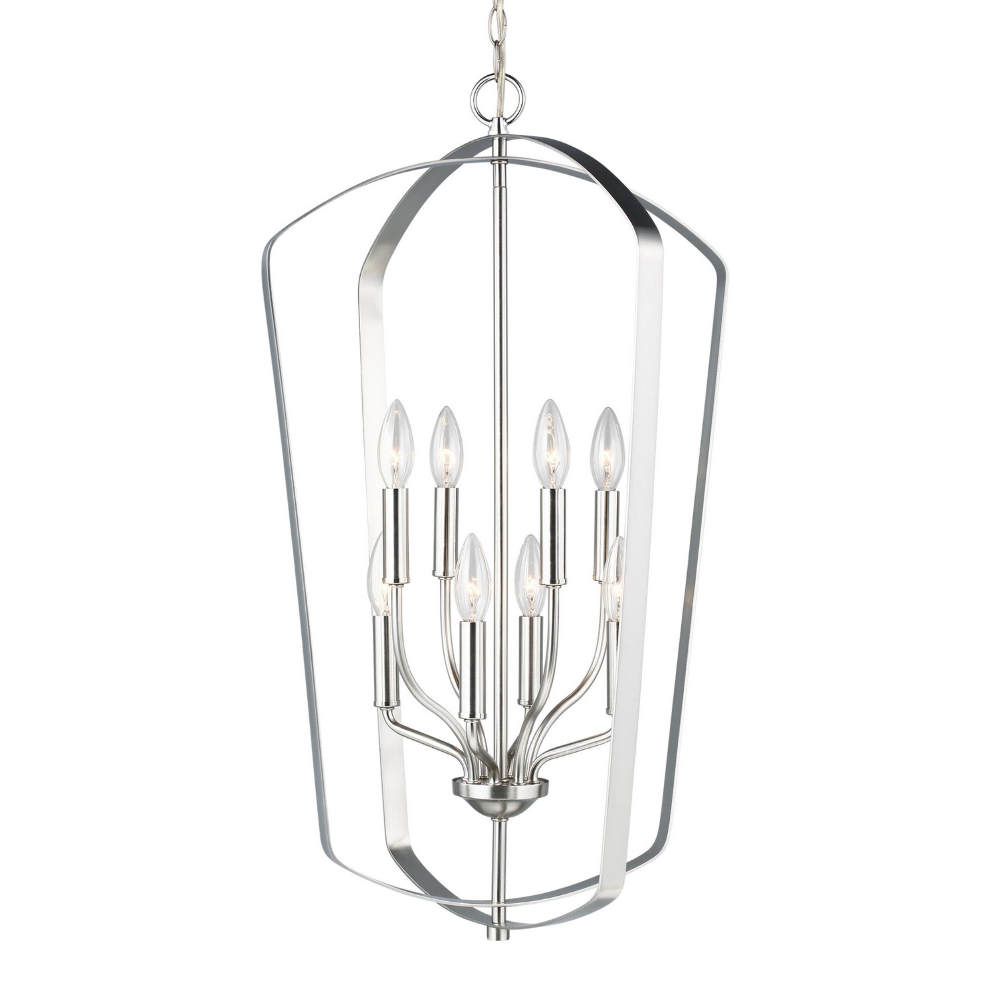 Romee 18" Large 8-Light Lantern, Brushed Nickel Finish - Bees Lighting