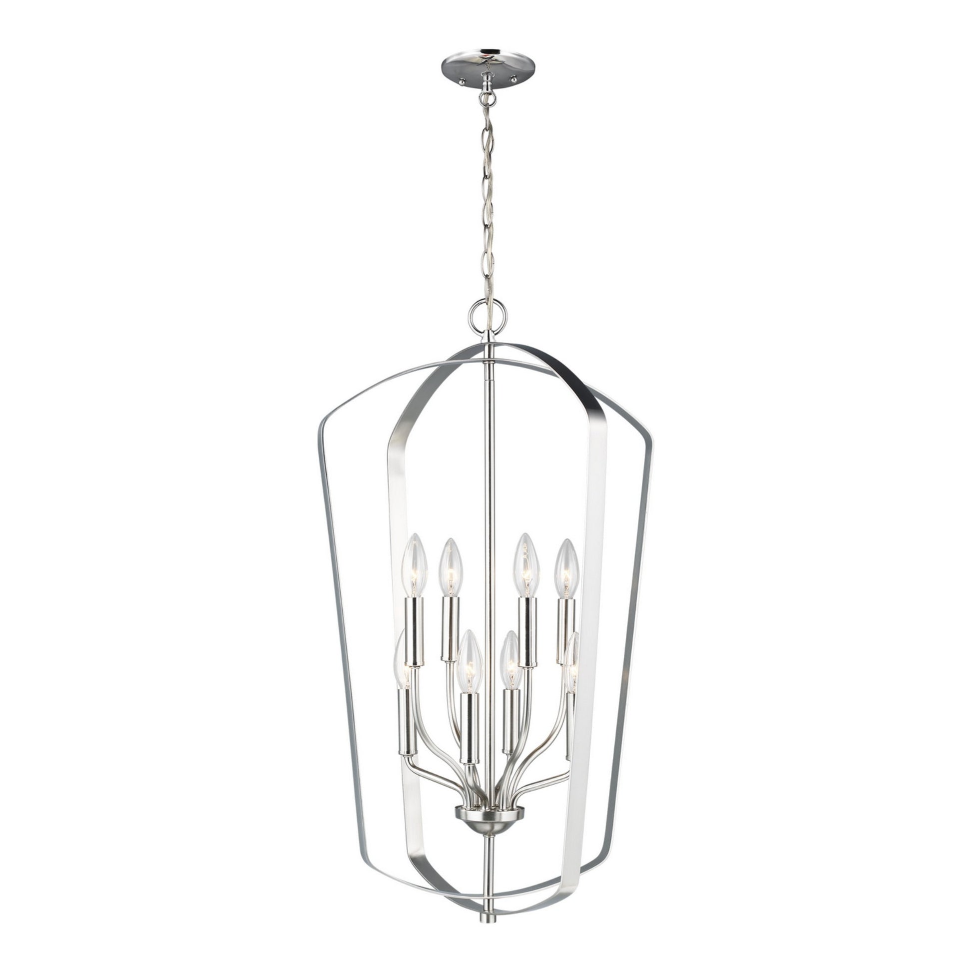 Romee 18" Large 8-Light Lantern, Brushed Nickel Finish - Bees Lighting