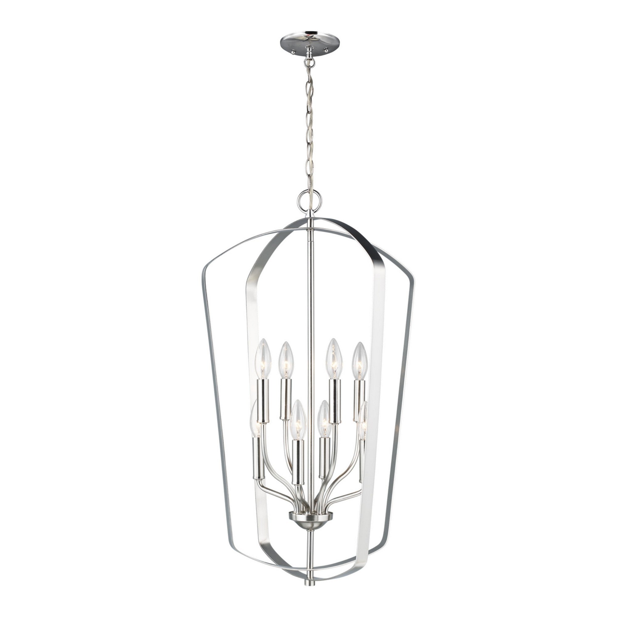 Romee 18" Large 8-Light Lantern, Brushed Nickel Finish - Bees Lighting