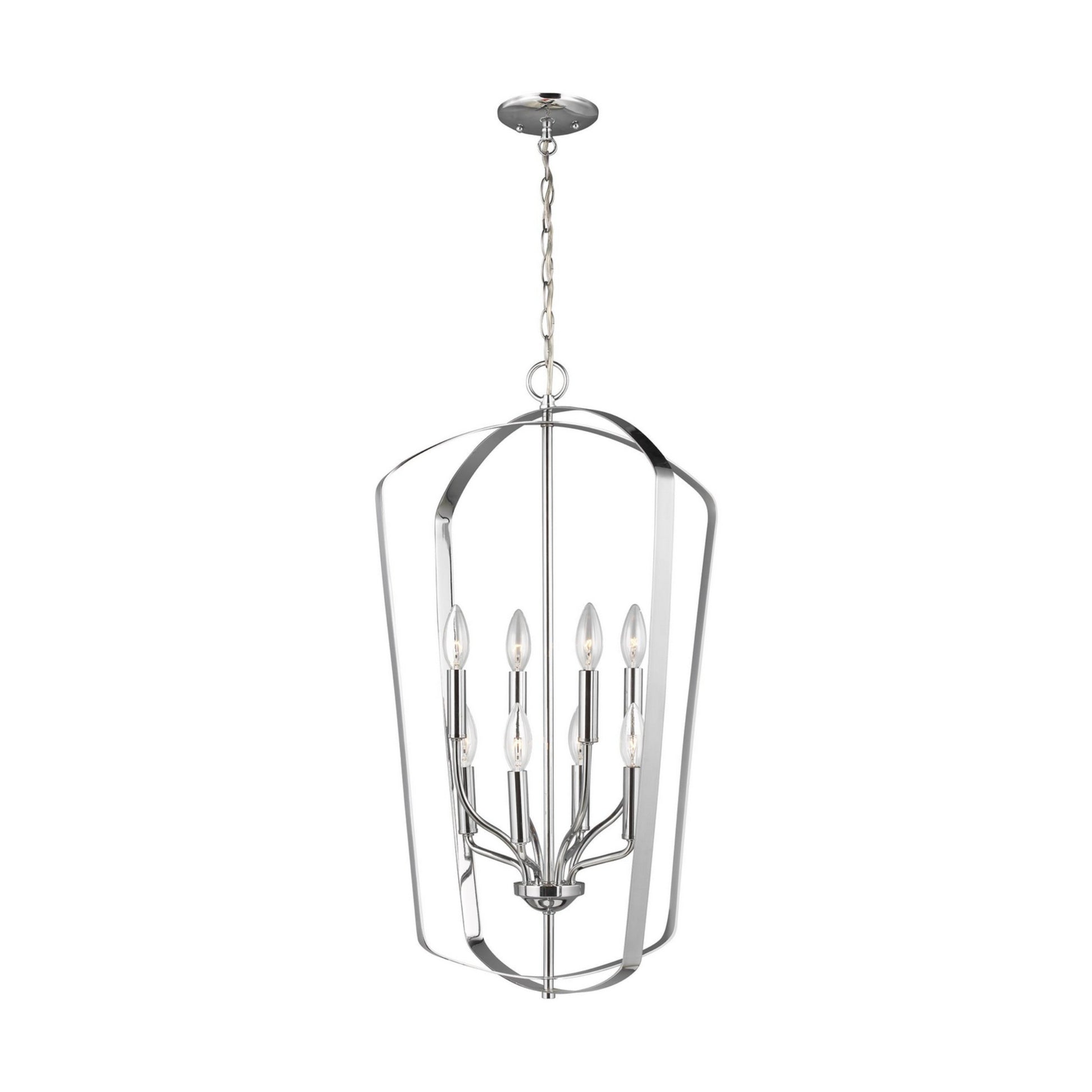 Romee 18" Large 8-Light LED Lantern, Chrome Finish - Bees Lighting