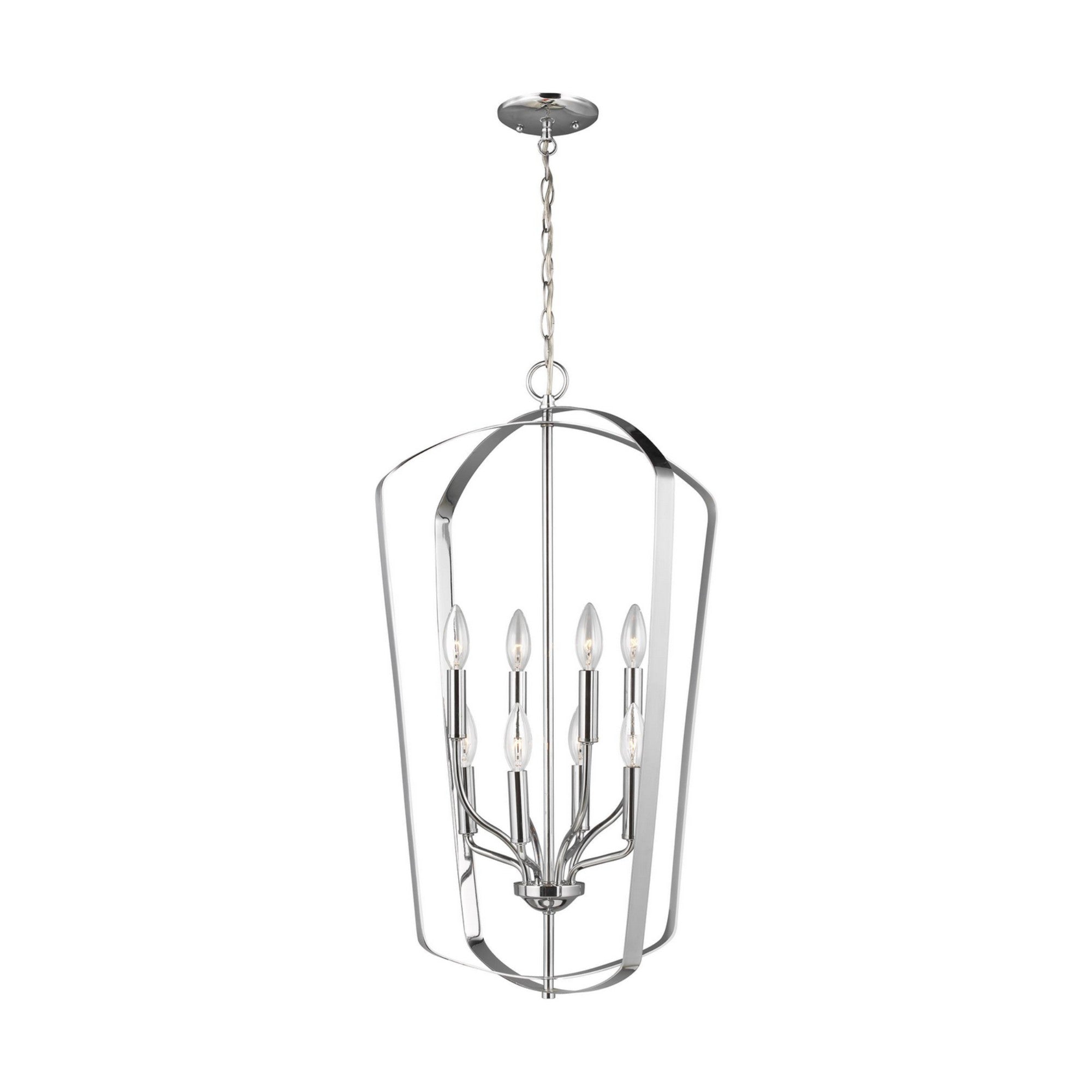 Romee 18" Large 8-Light LED Lantern, Chrome Finish - Bees Lighting
