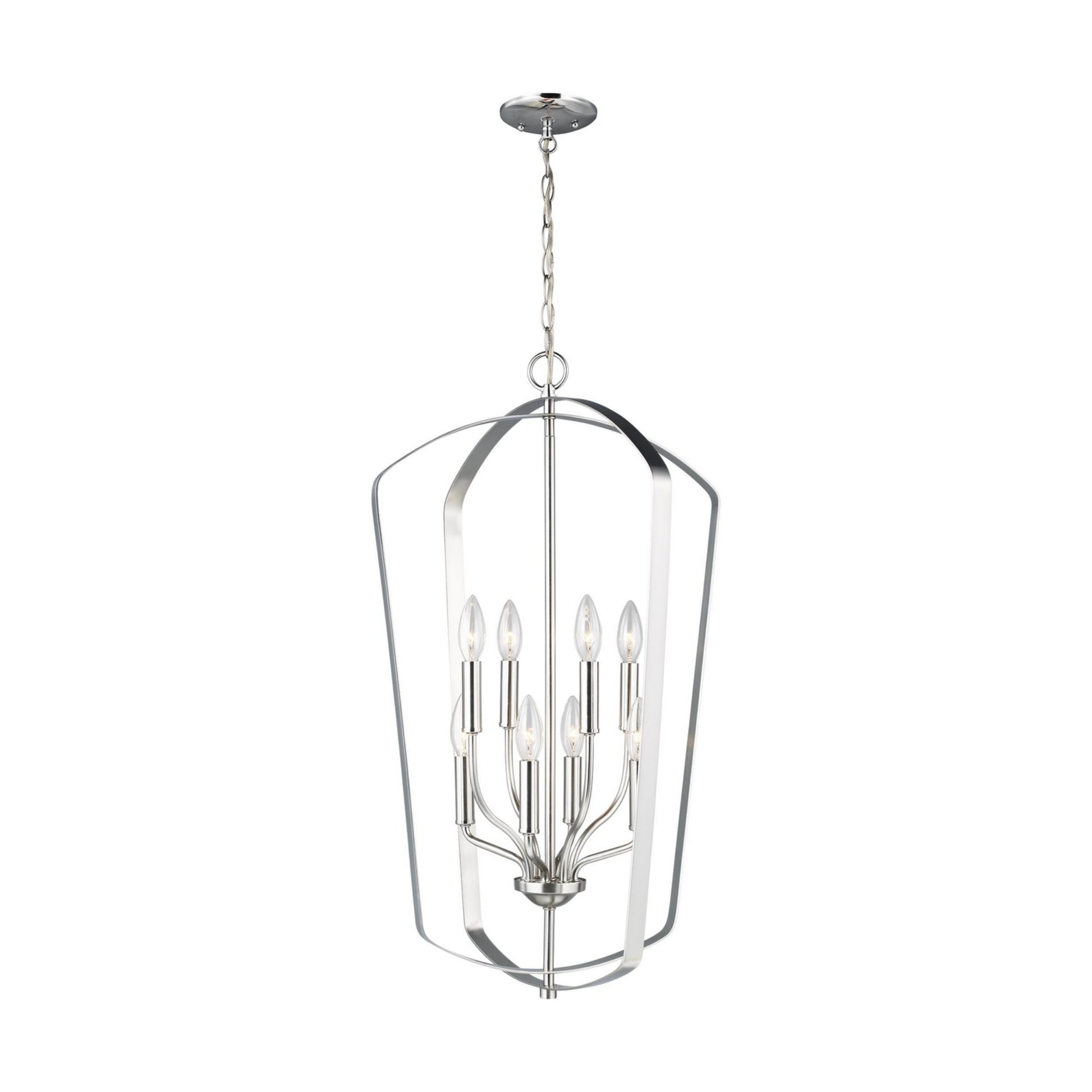 Romee 18" Large 8-Light LED Lantern, Brushed Nickel Finish - Bees Lighting