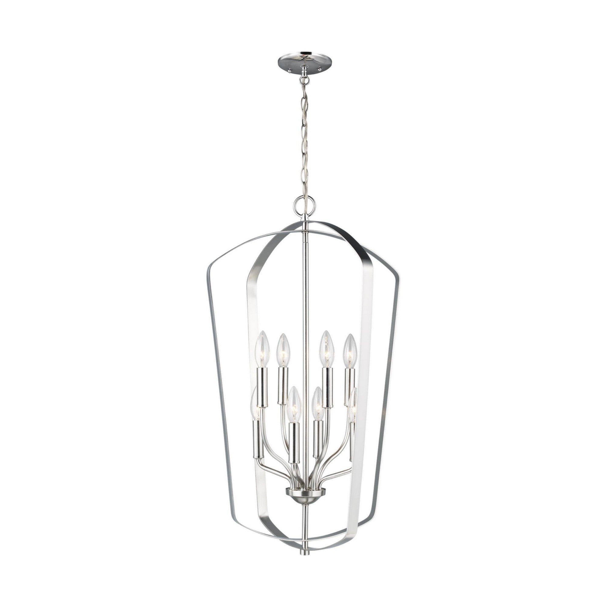 Romee 18" Large 8-Light LED Lantern, Brushed Nickel Finish - Bees Lighting