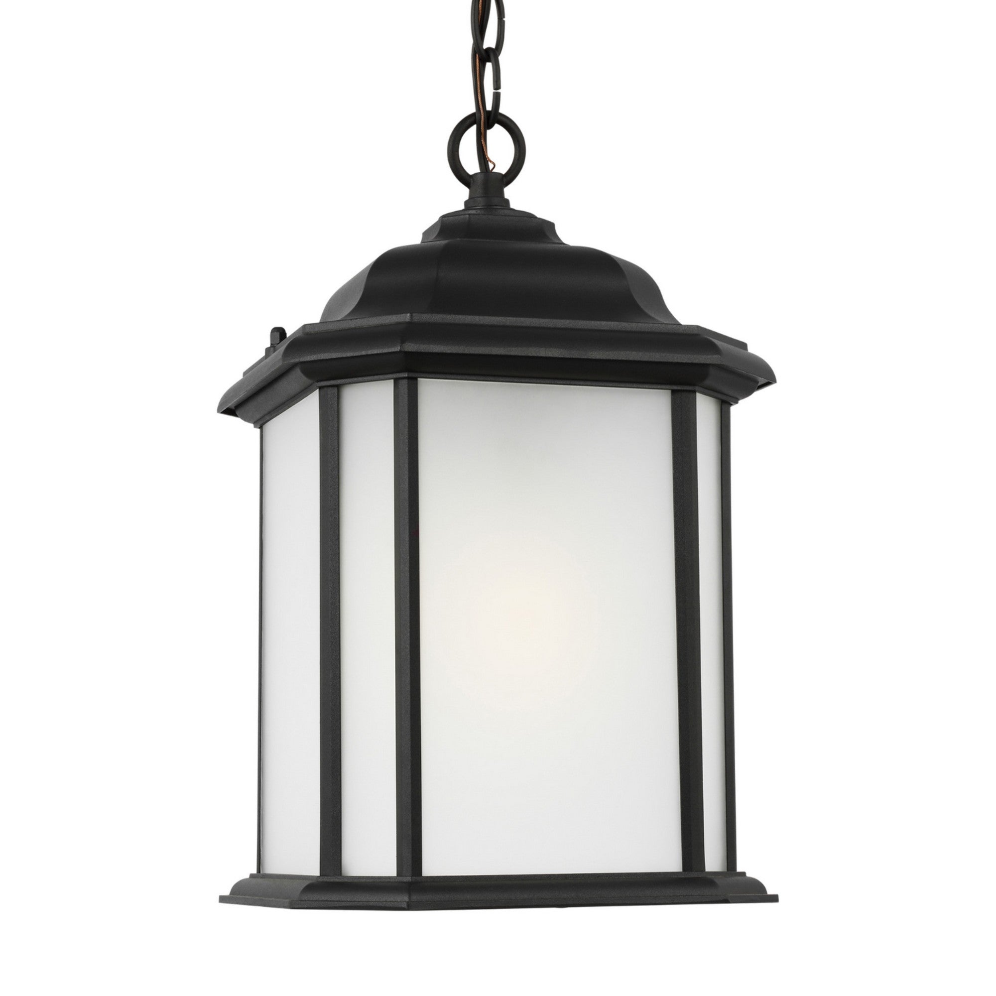 Kent 15" Outdoor Pendant, Black Finish with Satin Etched Glass - Bees Lighting