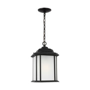 Kent 15" Outdoor Pendant, Black Finish with Satin Etched Glass - Bees Lighting