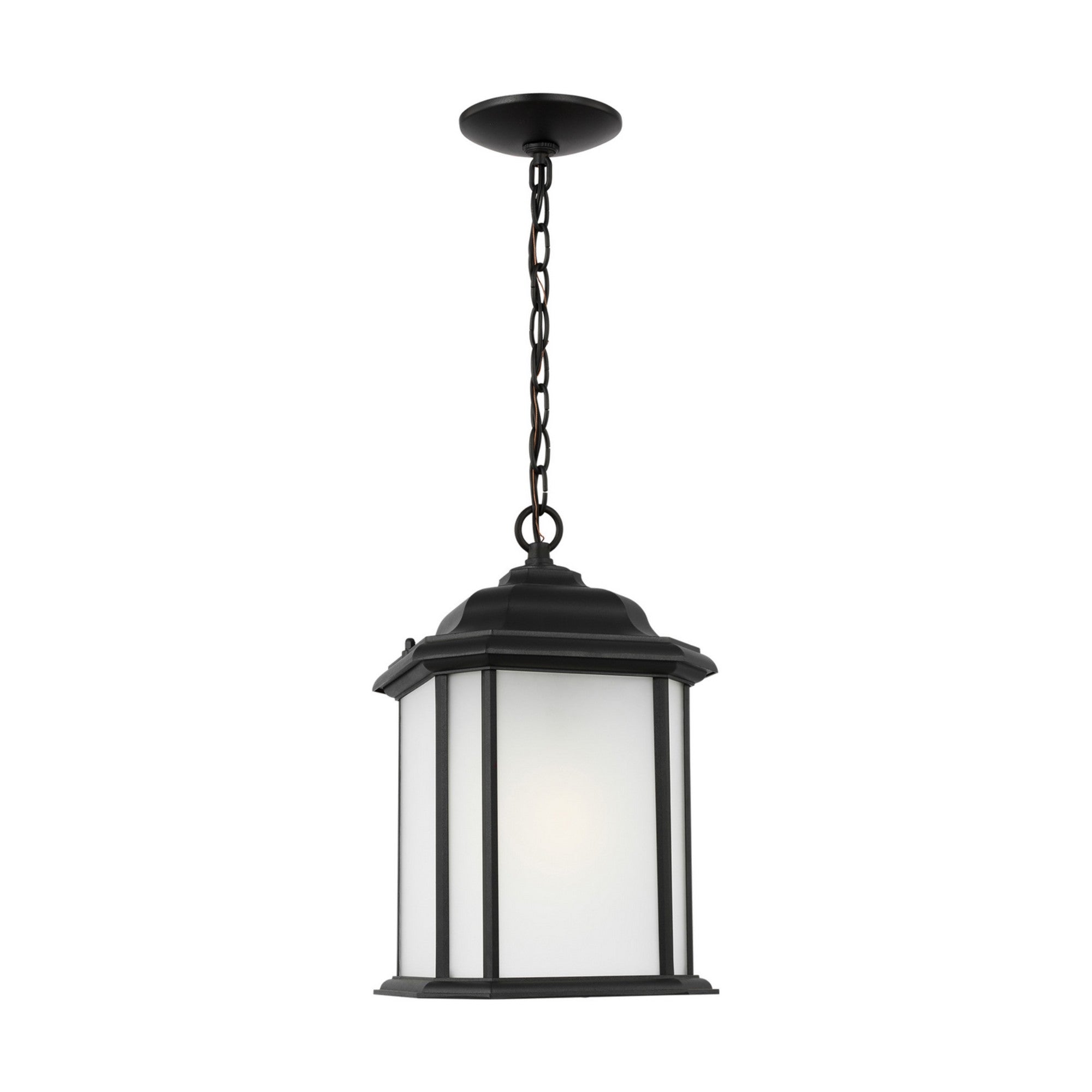 Kent 15" Outdoor Pendant, Black Finish with Satin Etched Glass - Bees Lighting