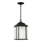 Kent 15" LED Outdoor Pendant, Black Finish with Satin Etched Glass - Bees Lighting
