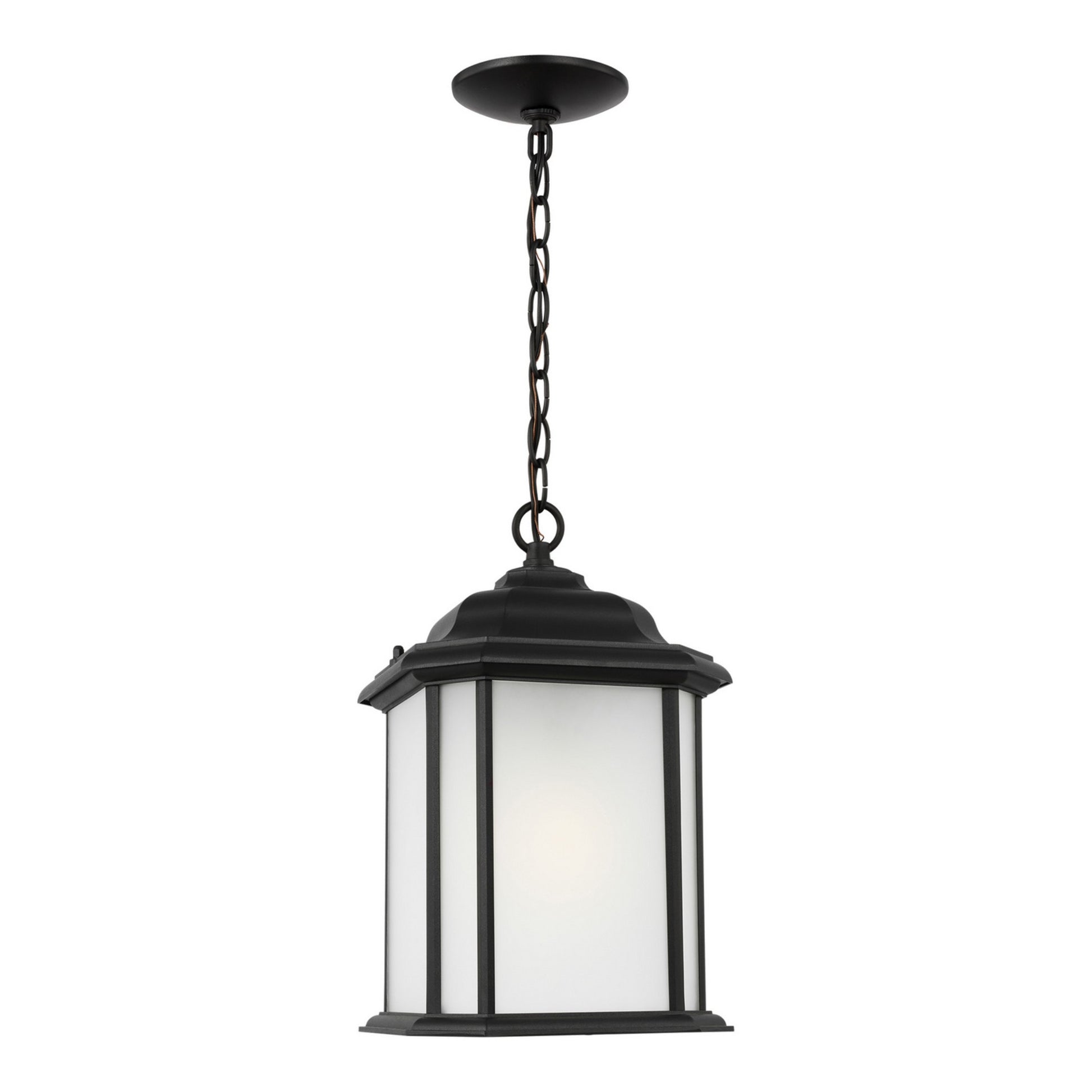 Kent 15" LED Outdoor Pendant, Black Finish with Satin Etched Glass - Bees Lighting