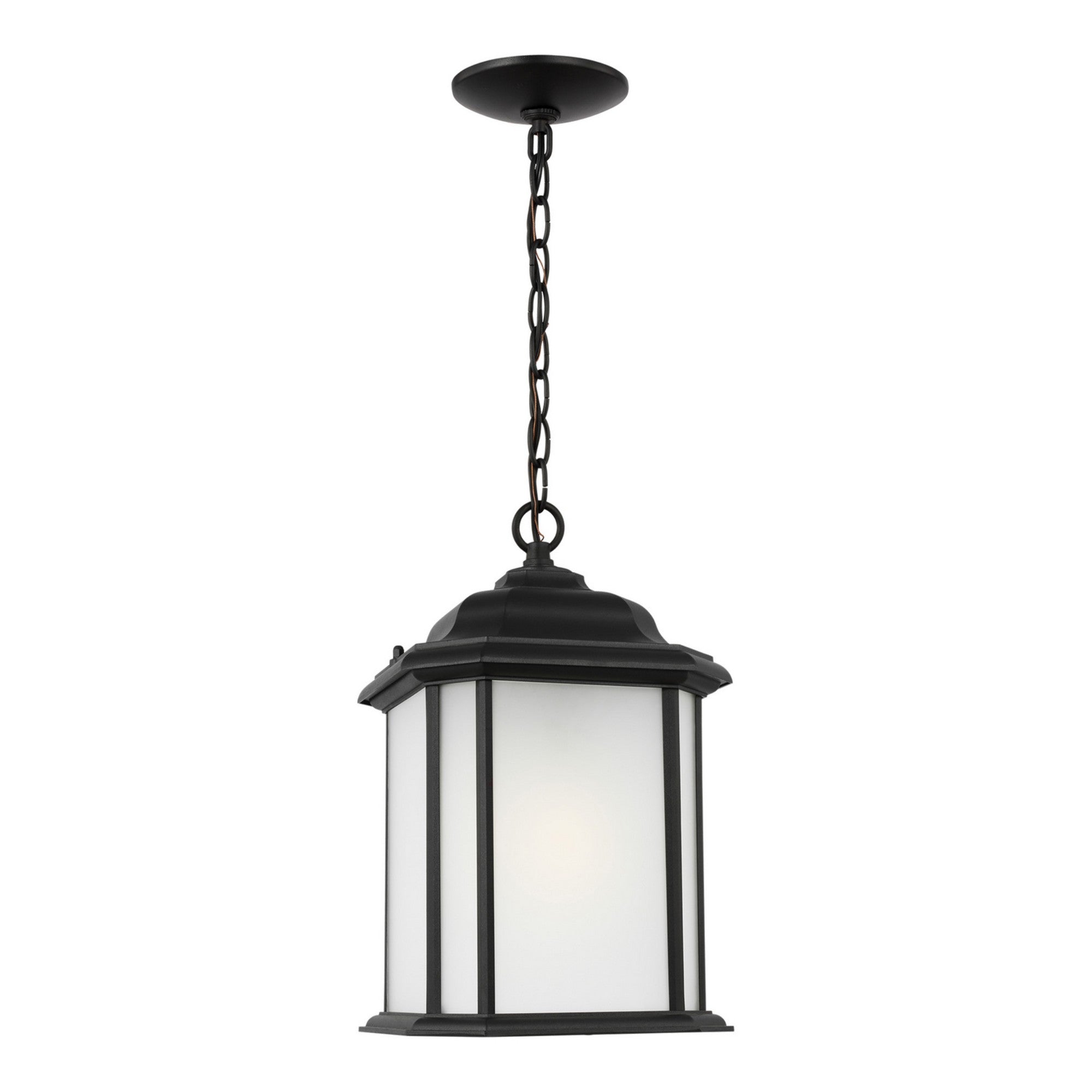 Kent 15" LED Outdoor Pendant, Black Finish with Satin Etched Glass - Bees Lighting