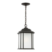 Kent 15" LED Outdoor Pendant, Oxford Bronze Finish with Satin Etched Glass - Bees Lighting